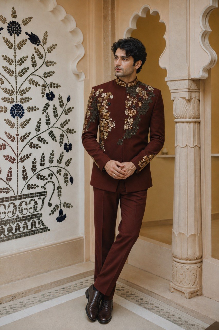 Hand Embroidered Bandhgala Jodhpuri Suit