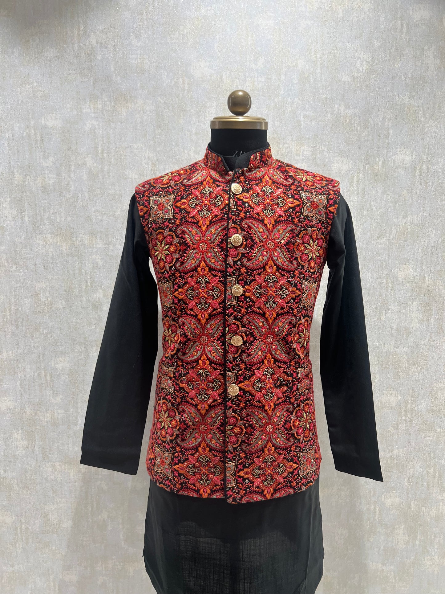 Kashmiri Embroidery Kurta Jacket Set