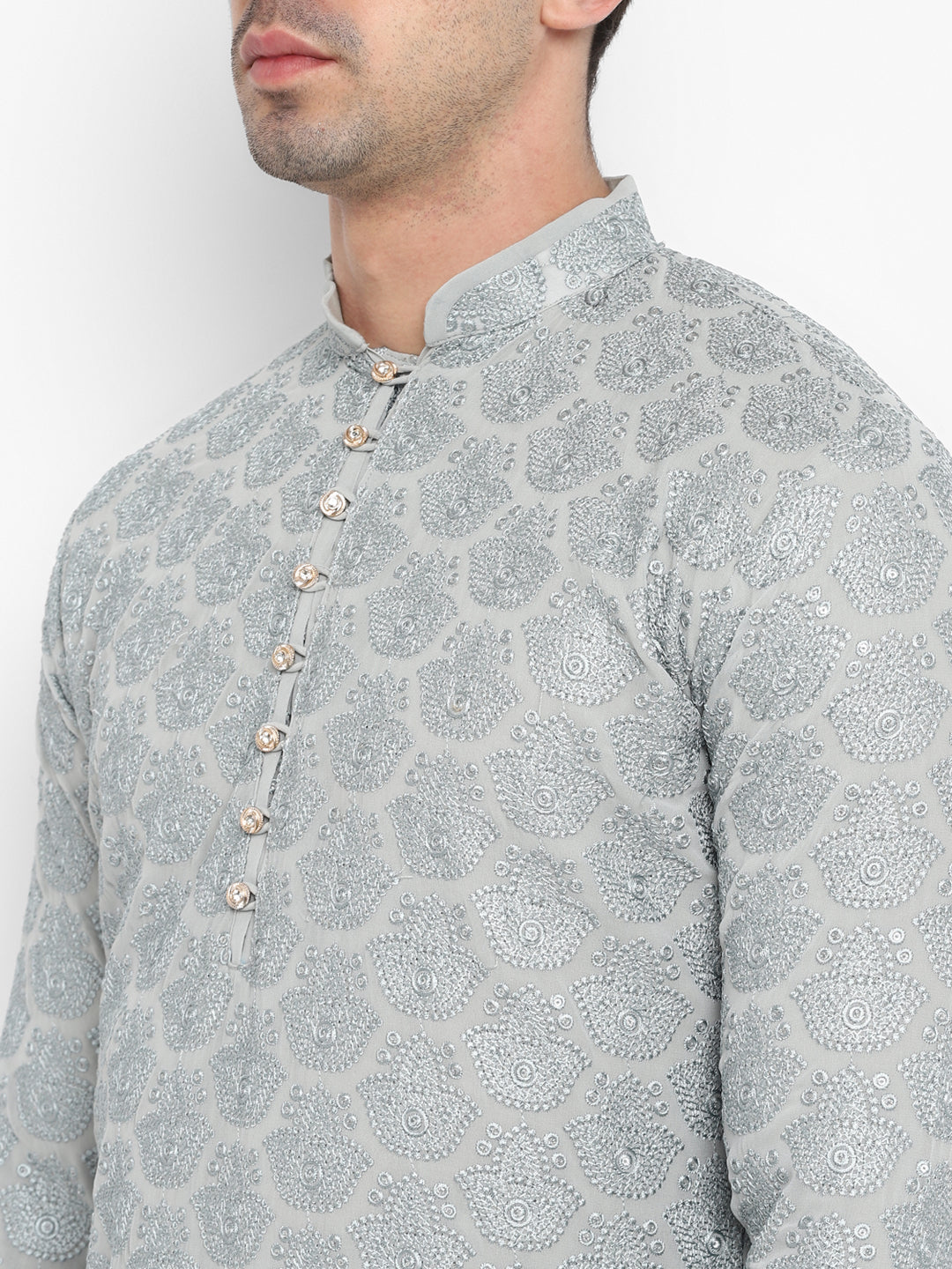 Lucknowi Sequins Worked Chikankari Kurta Set