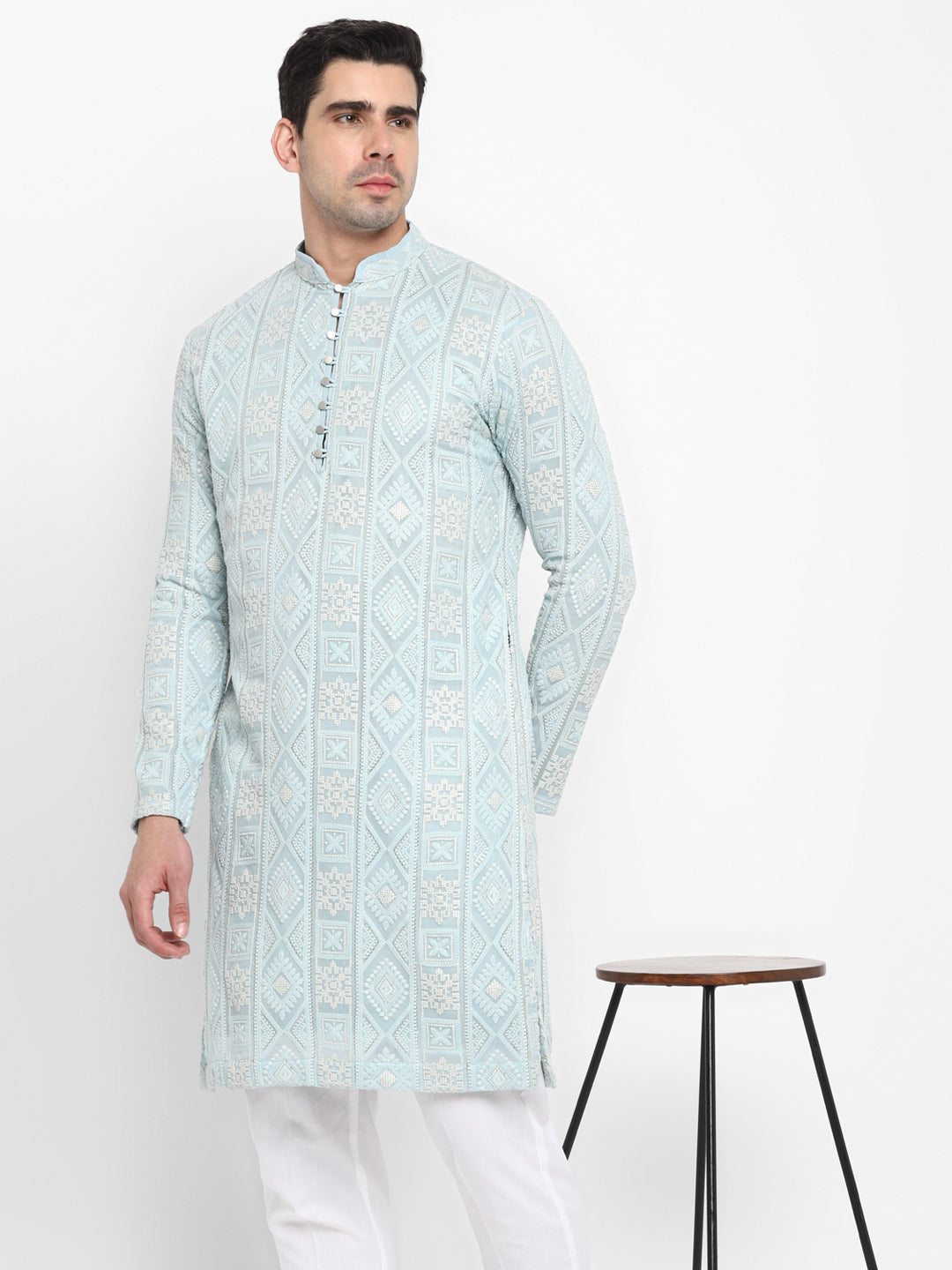 Lucknowi Sequins Worked Chikankari Kurta Set