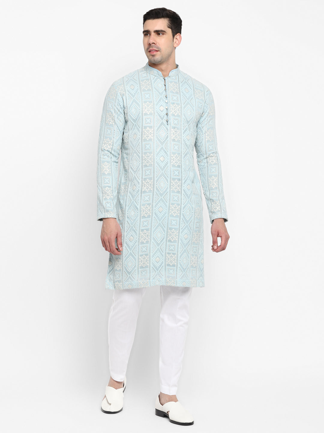 Lucknowi Sequins Worked Chikankari Kurta Set