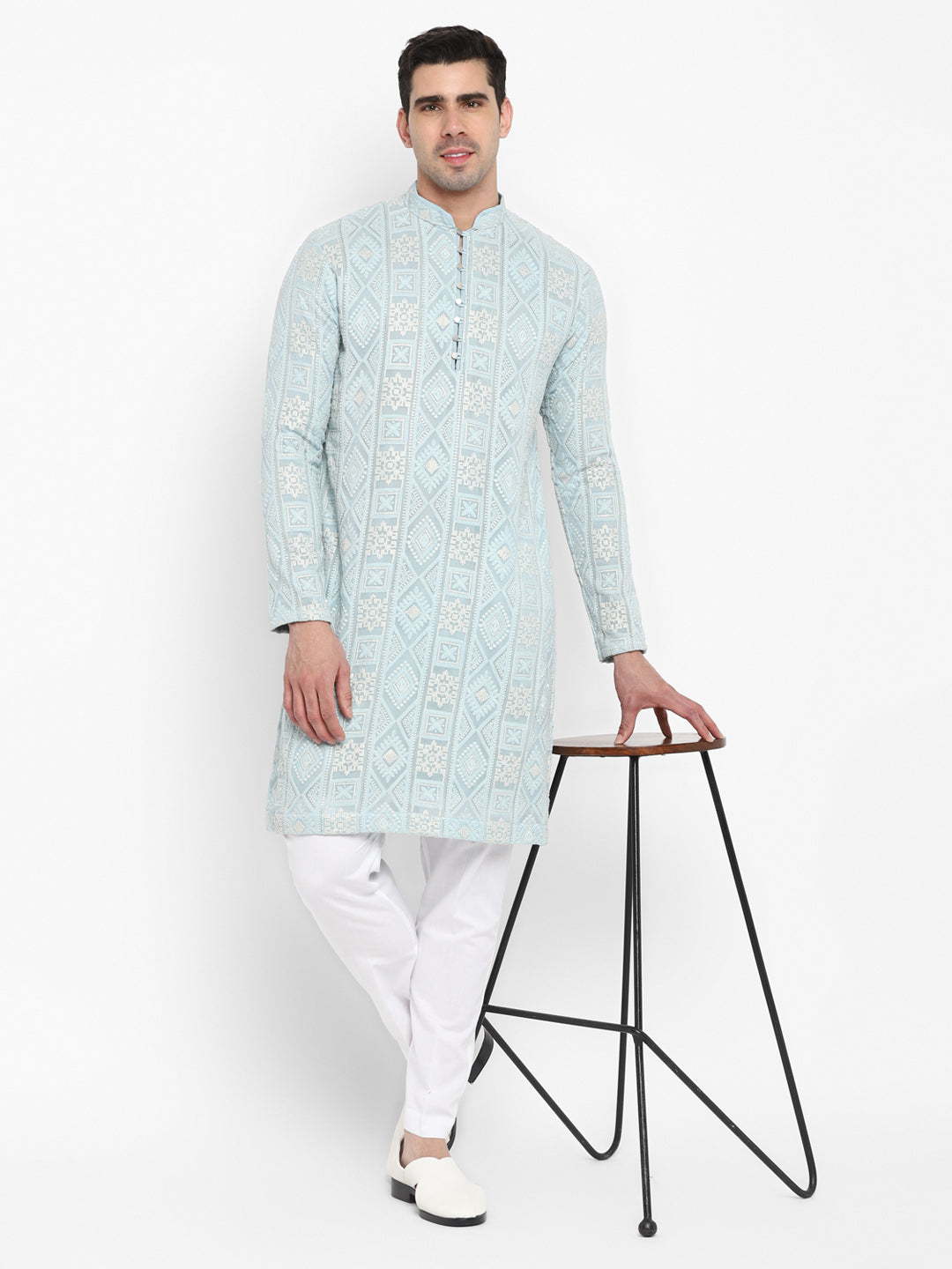 Lucknowi Sequins Worked Chikankari Kurta Set