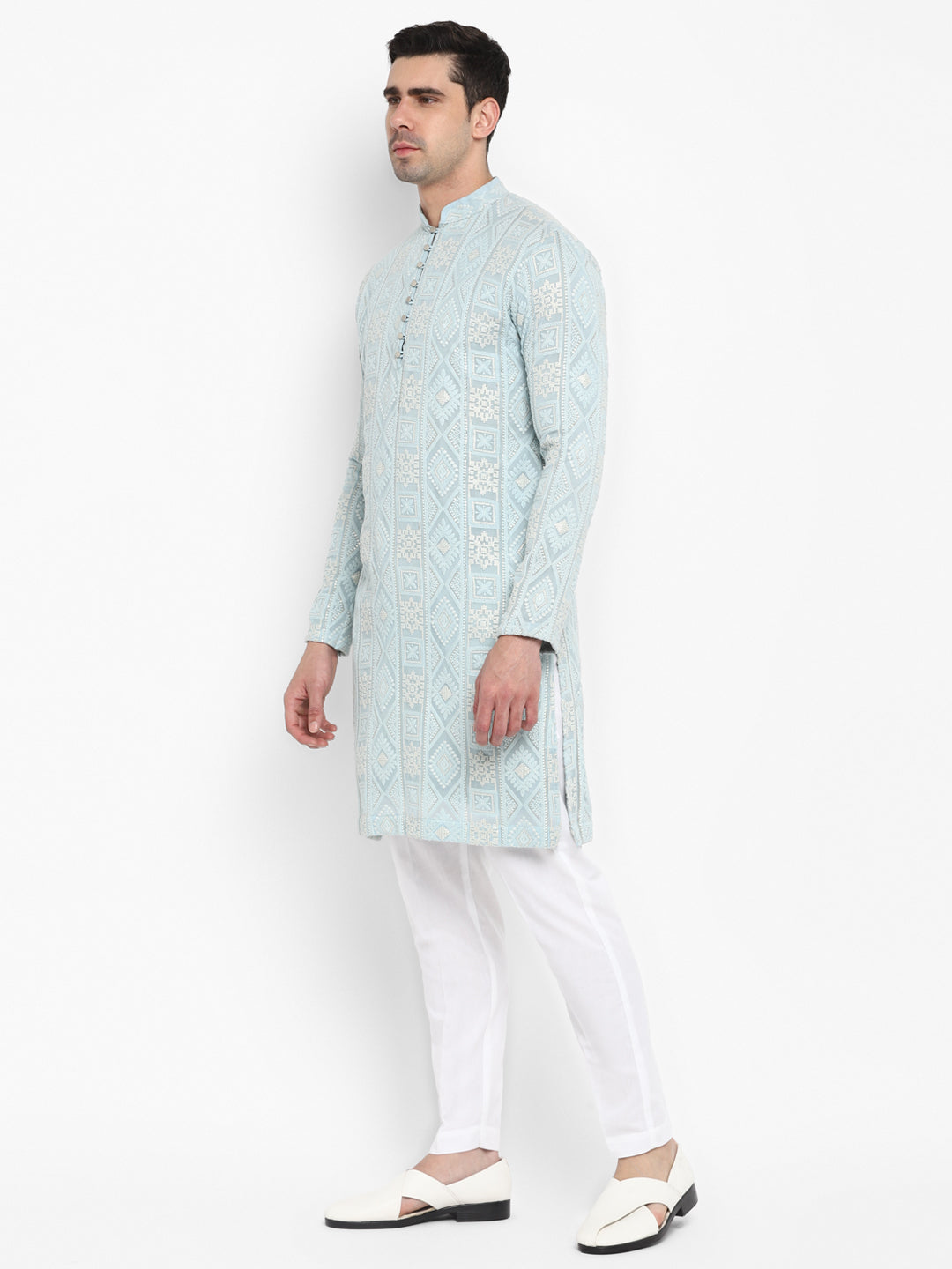 Lucknowi Sequins Worked Chikankari Kurta Set