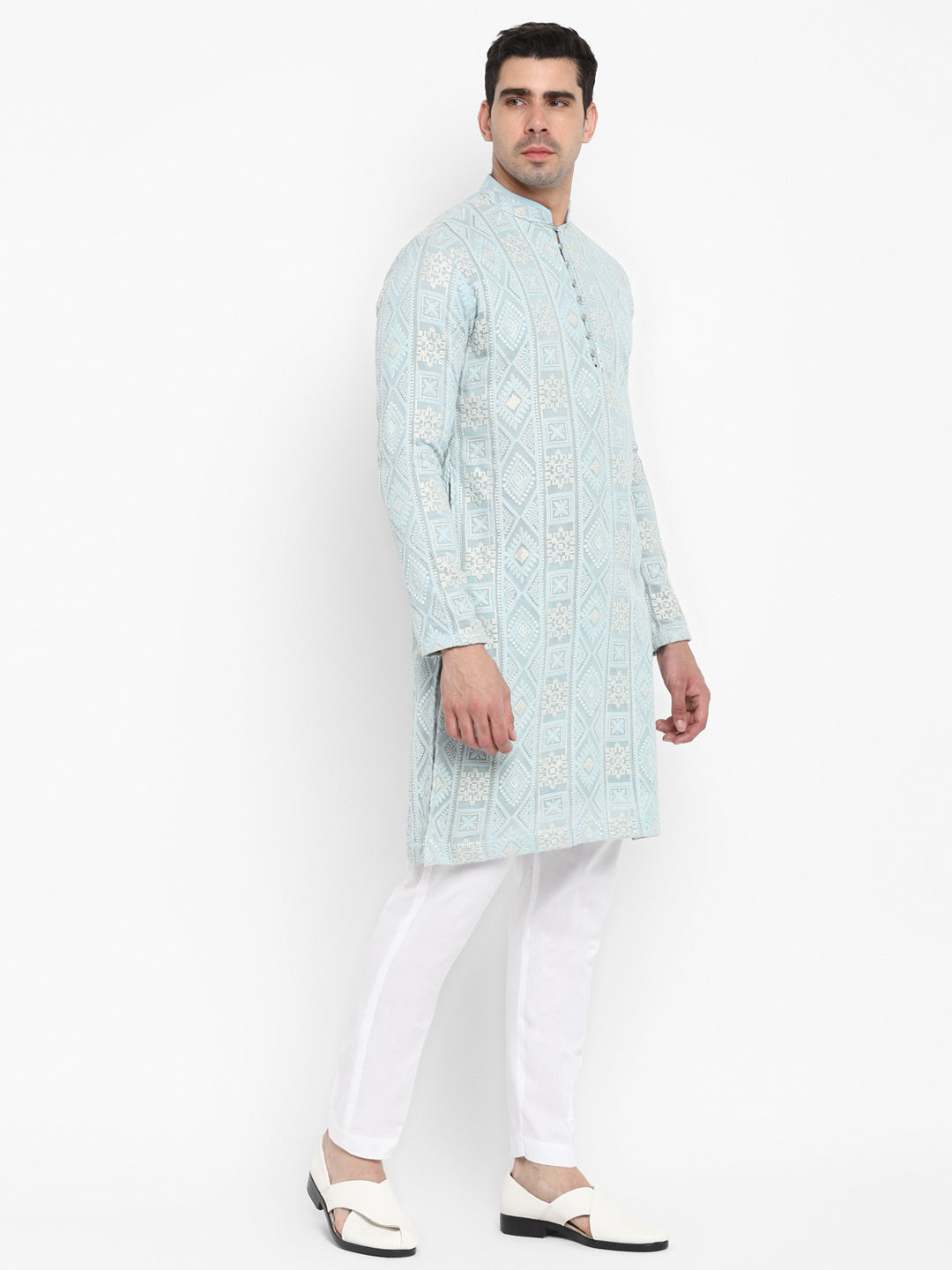 Lucknowi Sequins Worked Chikankari Kurta Set