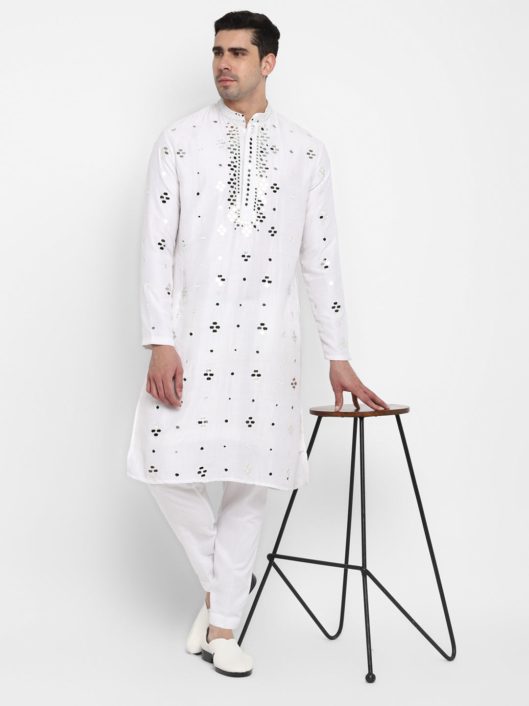 Hand Embroidered Glass Work Kurta Set