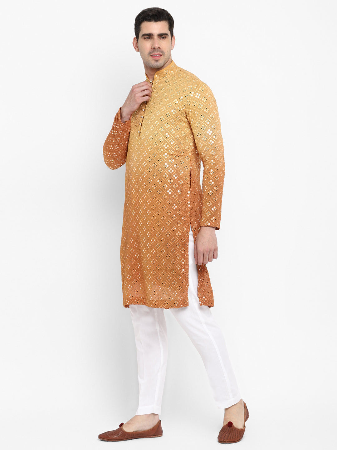 Ombre Effect Mirrorwork Kurta Set