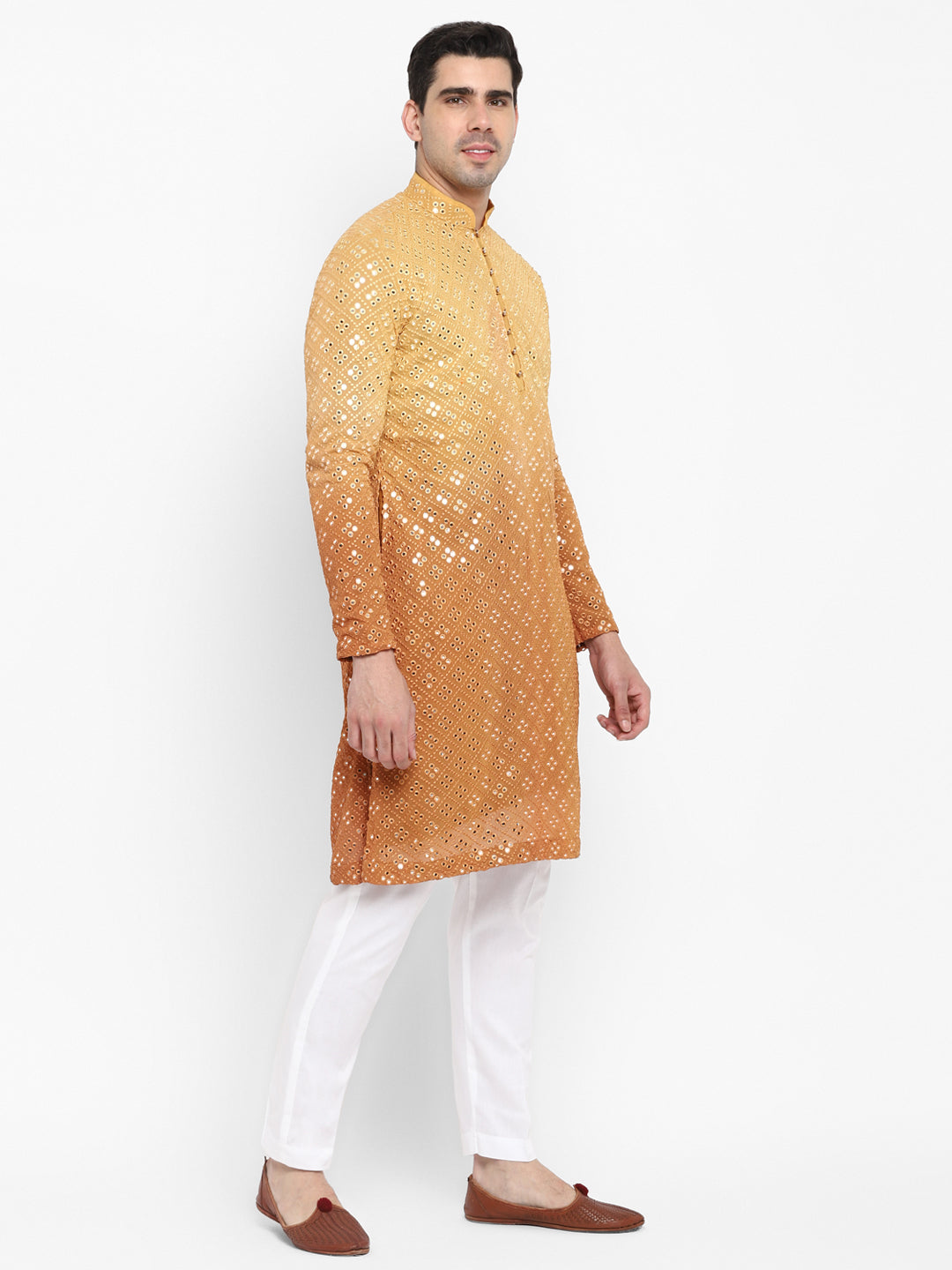 Ombre Effect Mirrorwork Kurta Set