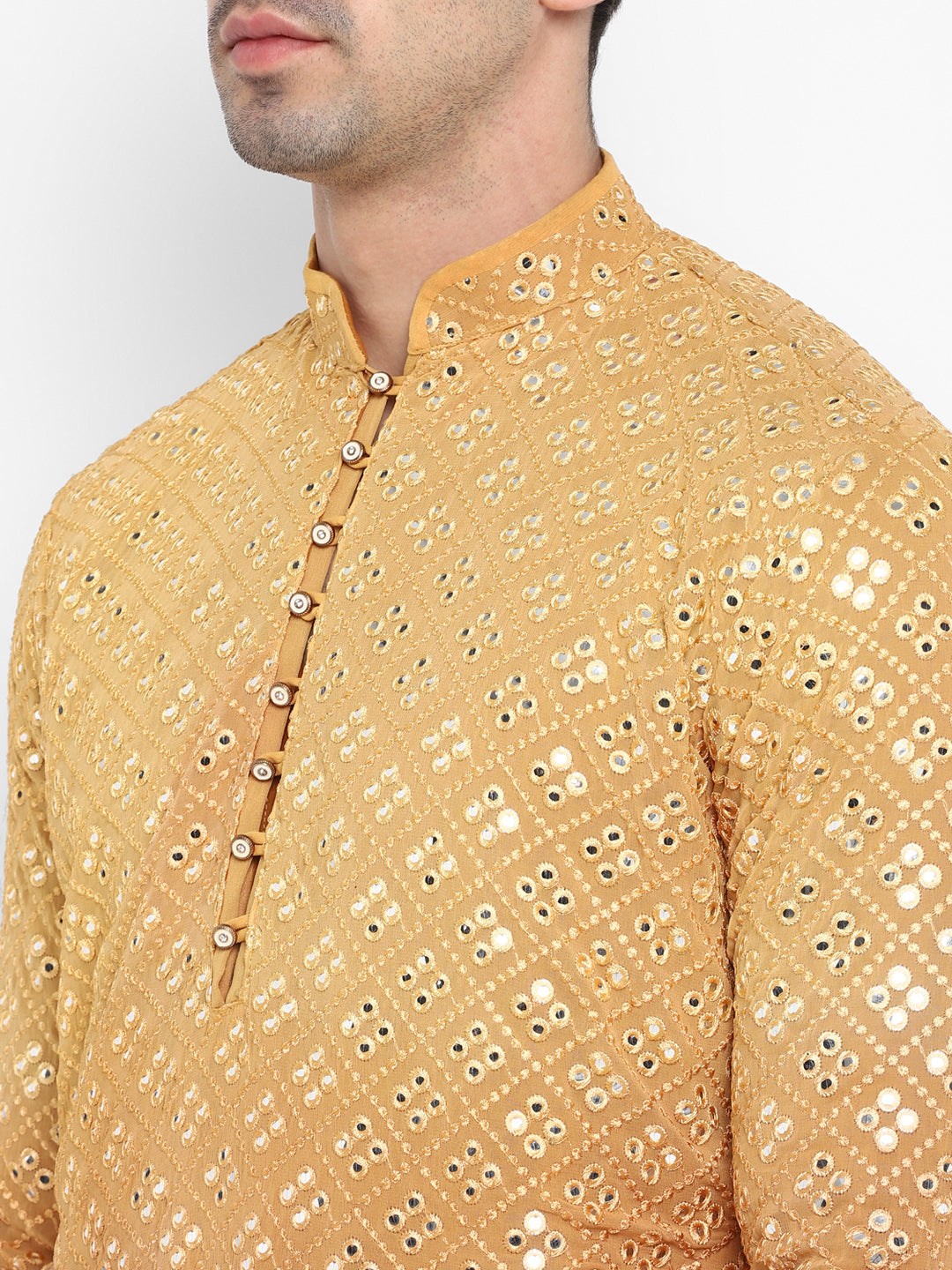 Ombre Effect Mirrorwork Kurta Set