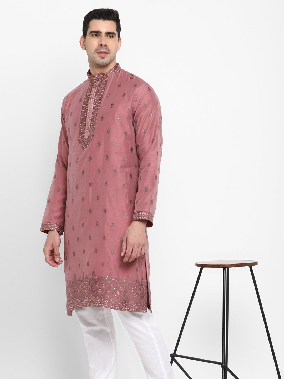 Cotton Silk Textured Brocade Silk Kurta Set