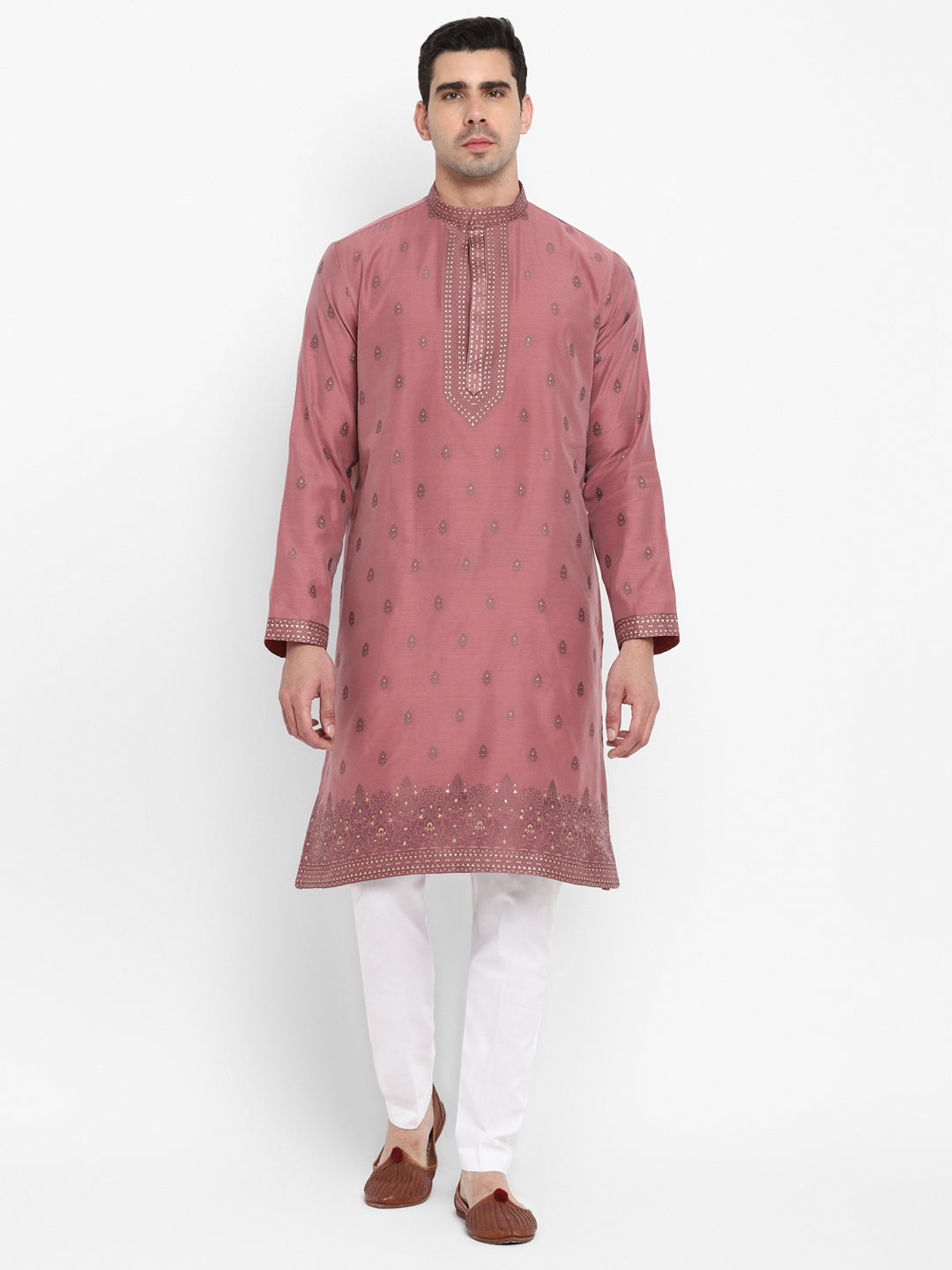 Cotton Silk Textured Brocade Silk Kurta Set