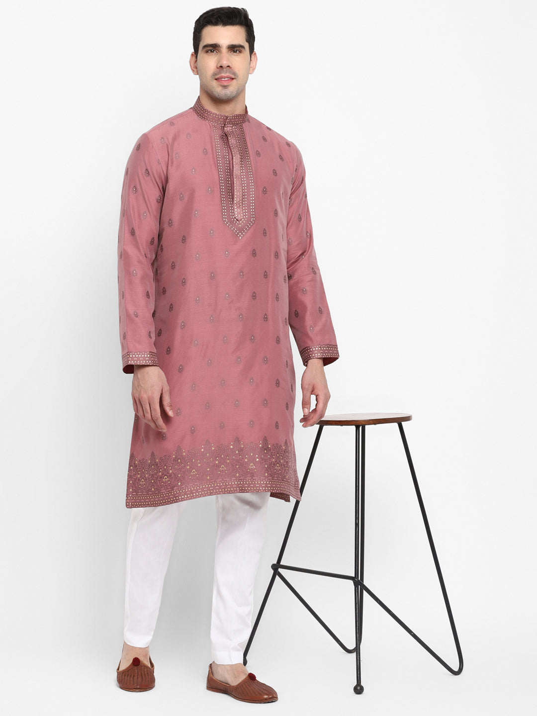 Cotton Silk Textured Brocade Silk Kurta Set