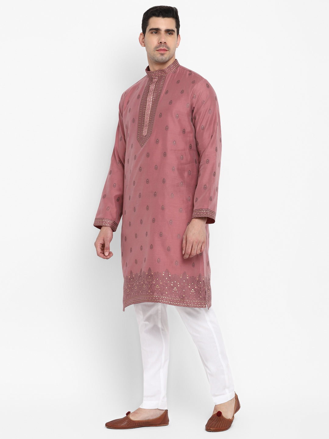 Cotton Silk Textured Brocade Silk Kurta Set