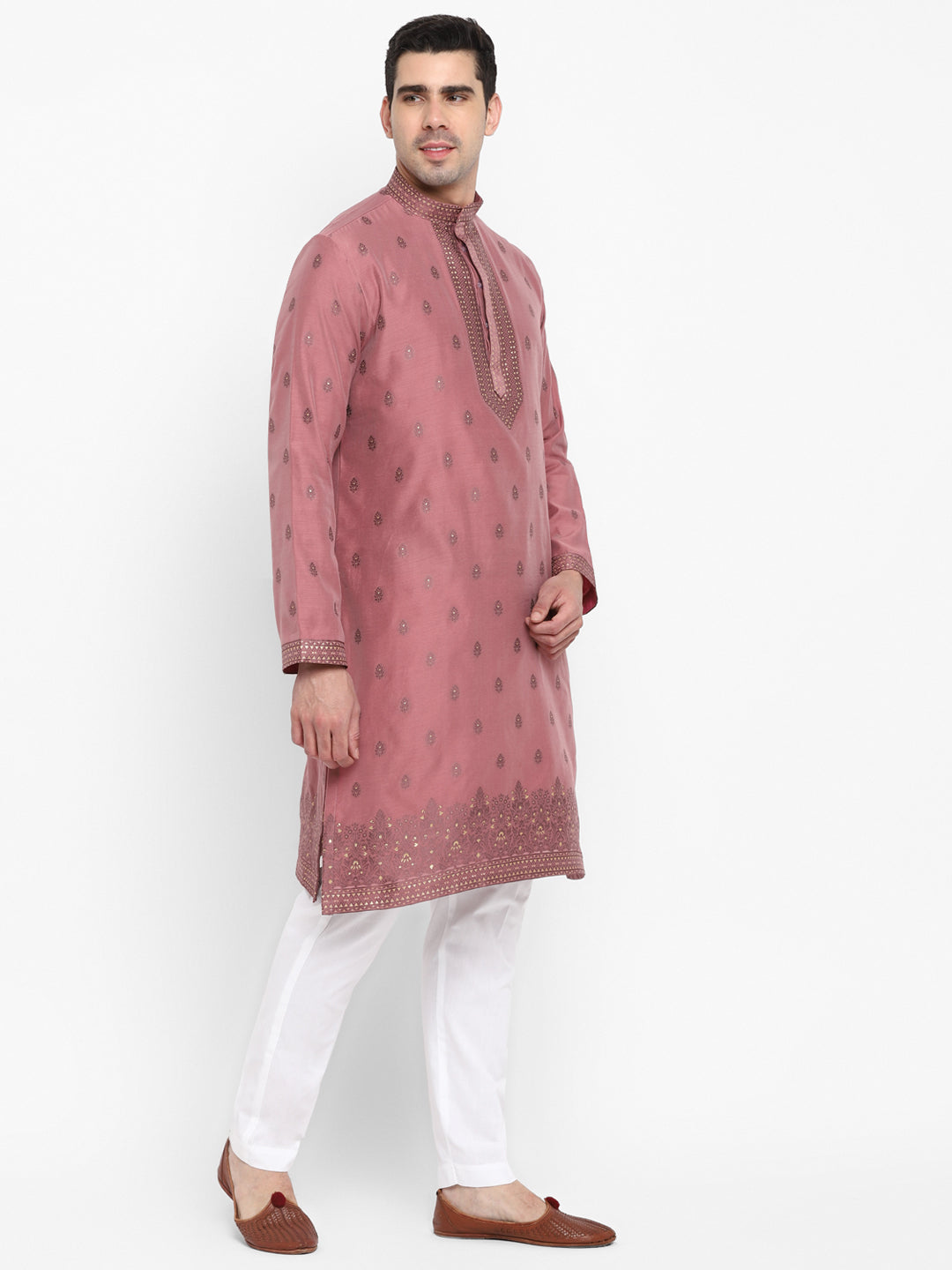 Cotton Silk Textured Brocade Silk Kurta Set