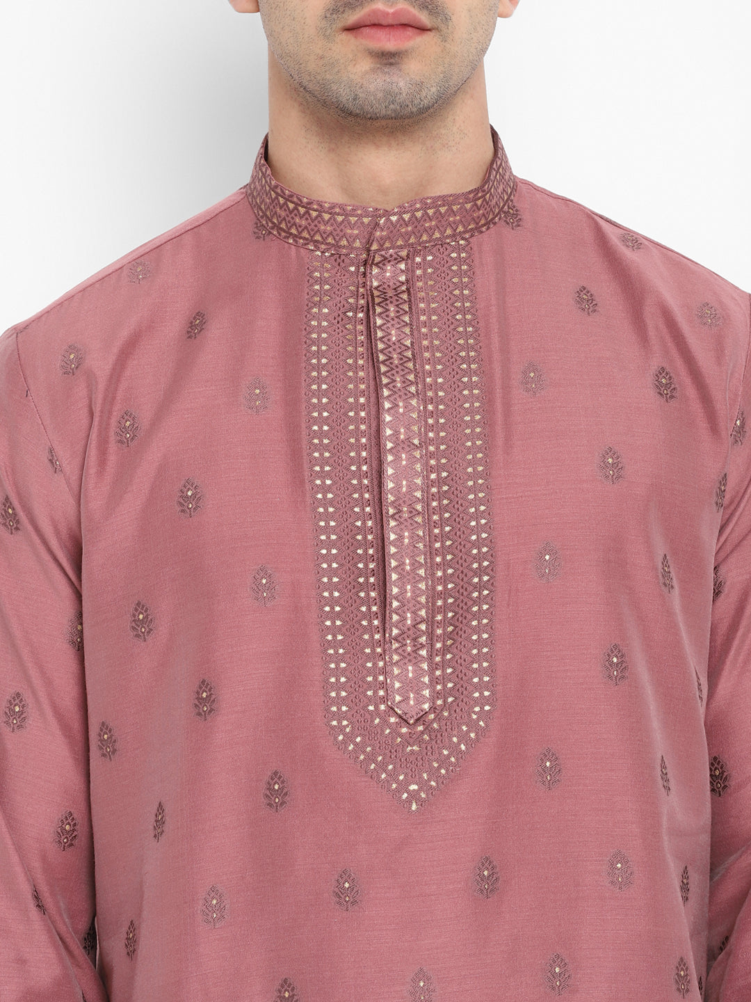 Cotton Silk Textured Brocade Silk Kurta Set