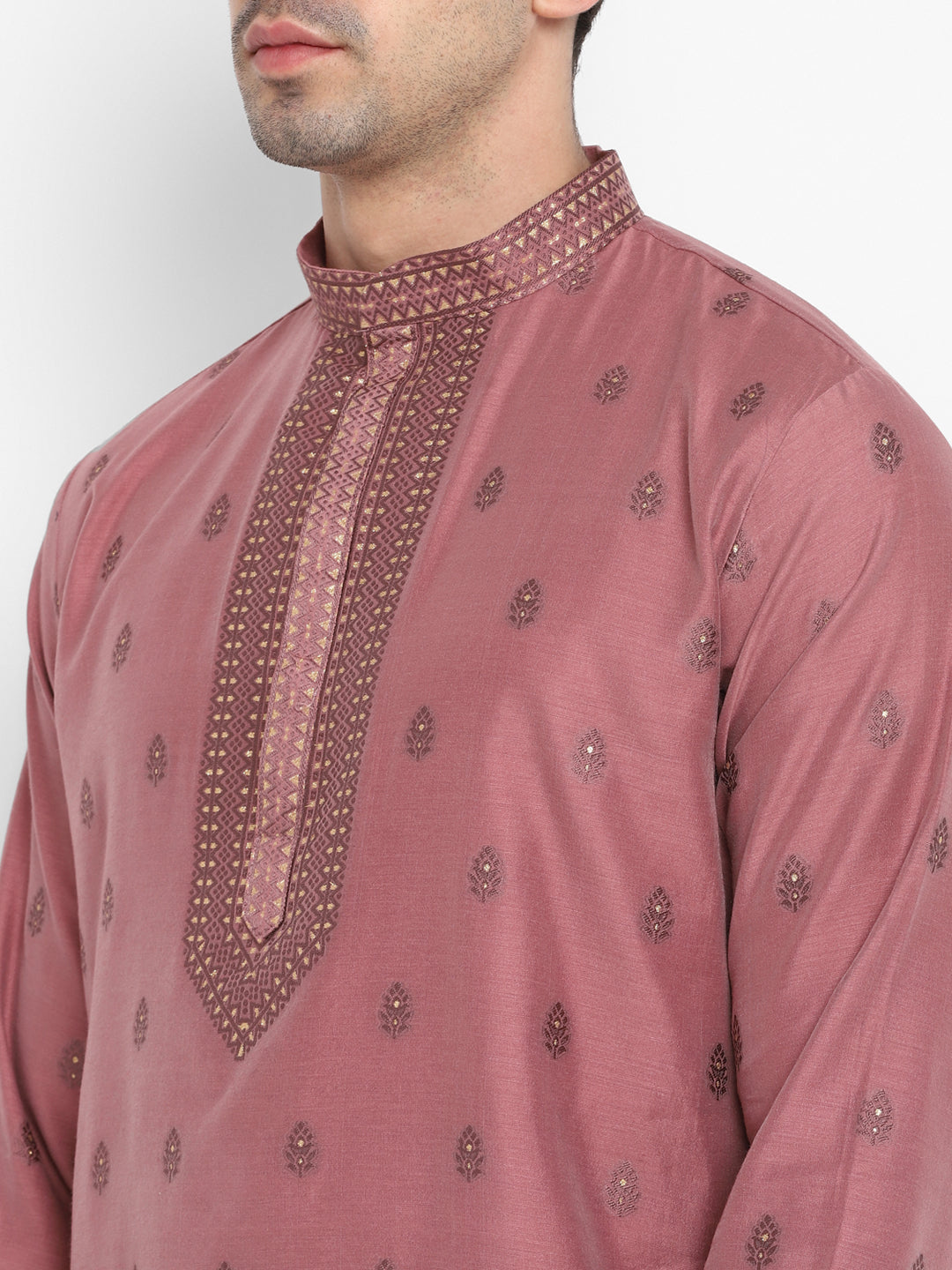 Cotton Silk Textured Brocade Silk Kurta Set