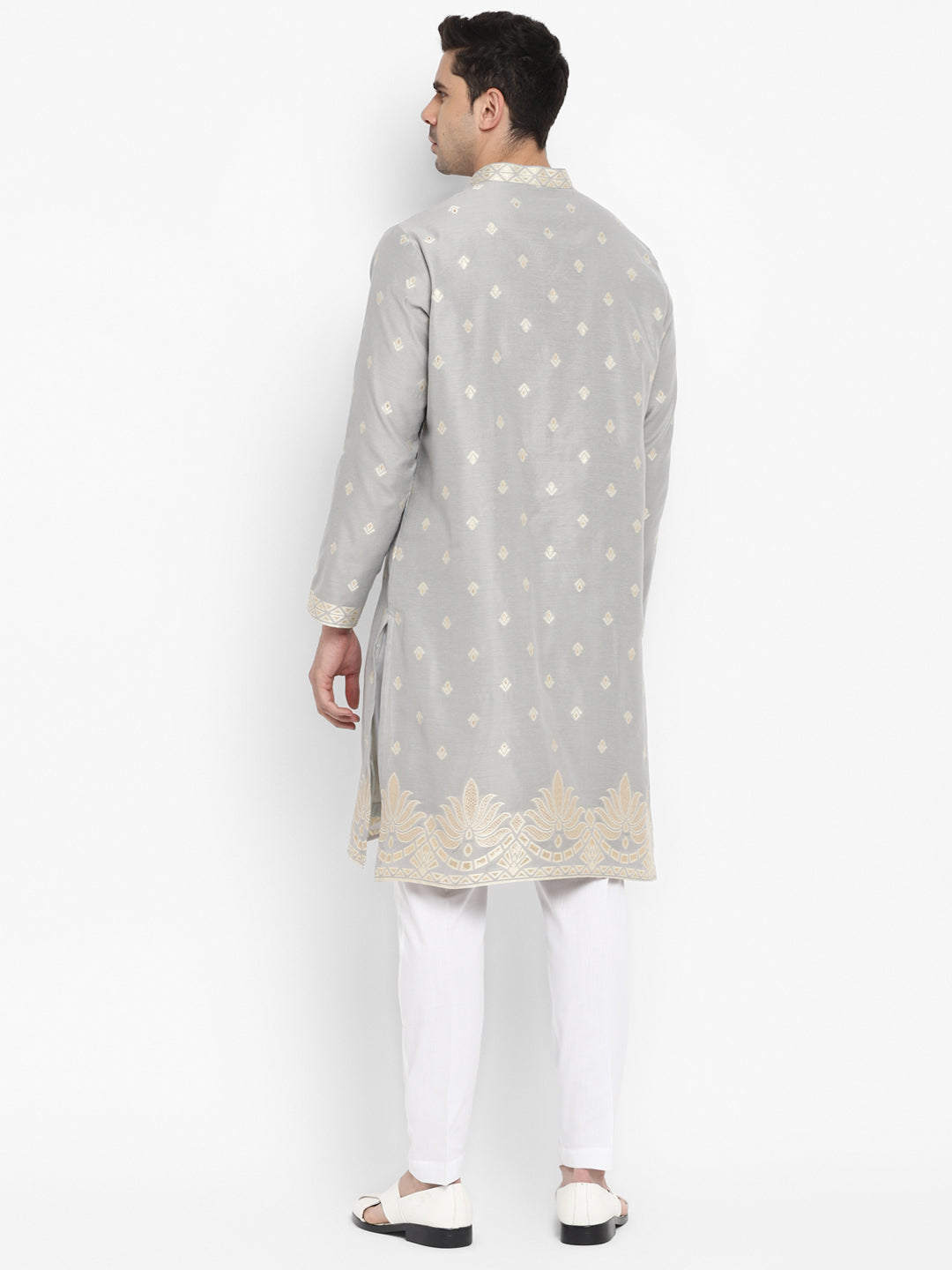 Cotton Silk Textured Brocade Silk Kurta Set