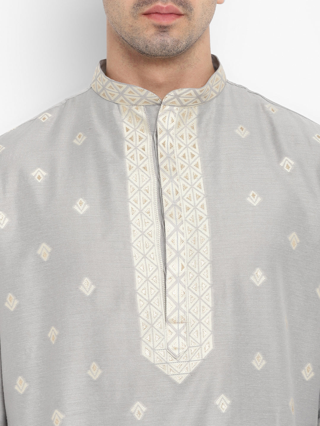 Cotton Silk Textured Brocade Silk Kurta Set