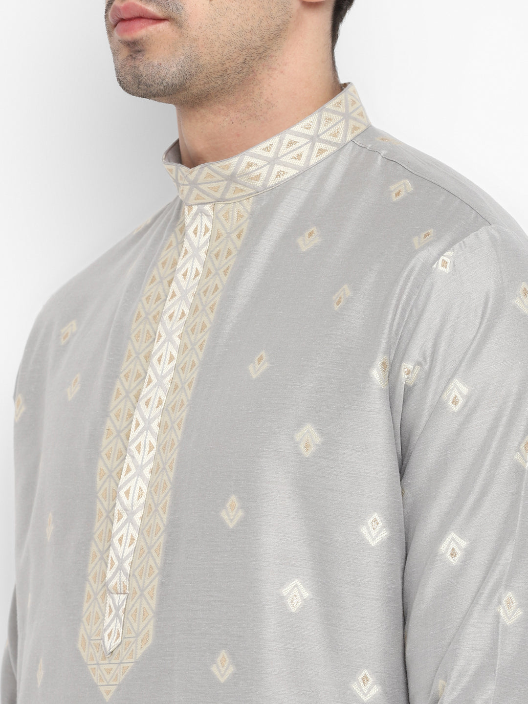 Cotton Silk Textured Brocade Silk Kurta Set