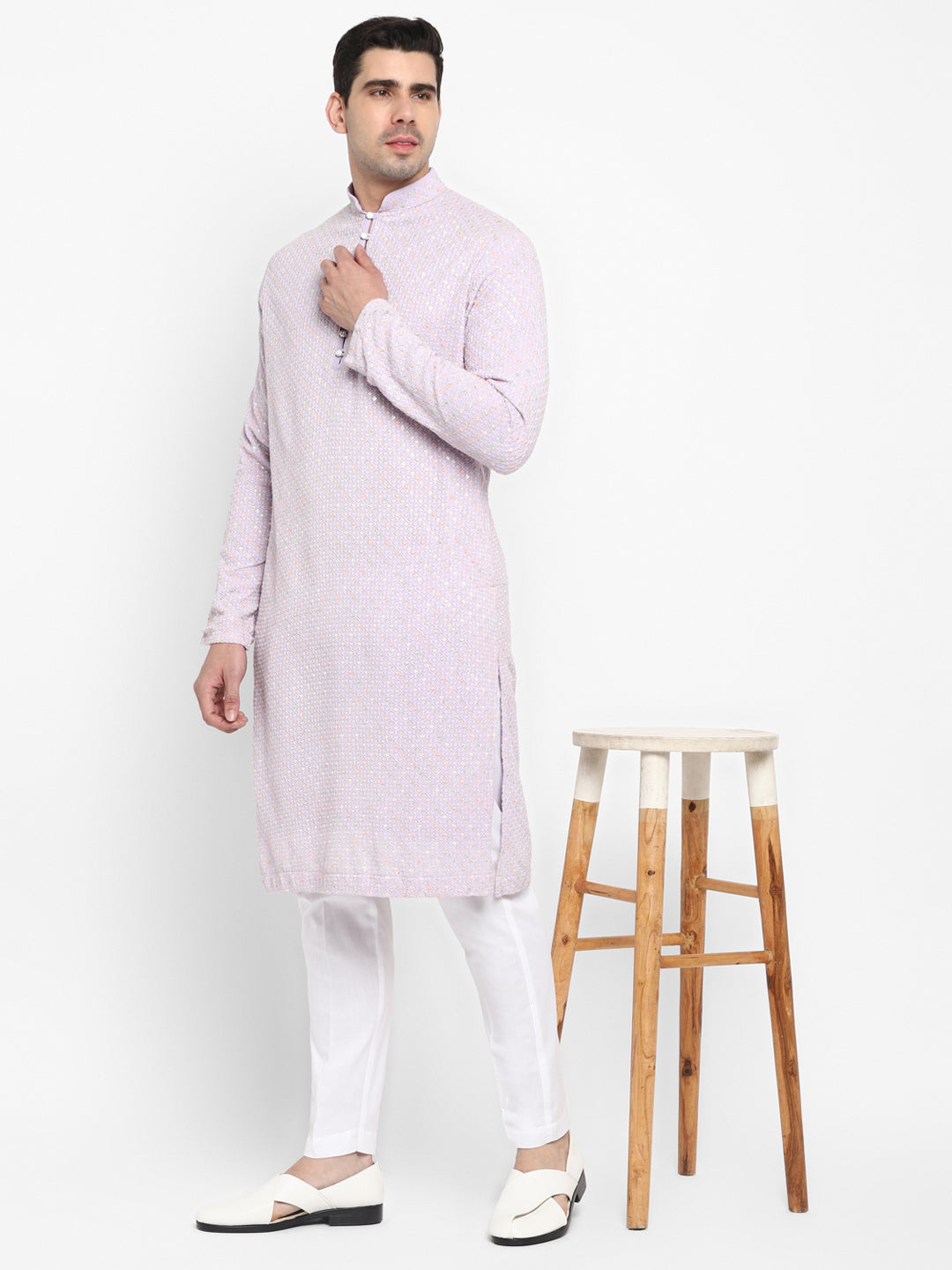 Floral Motif Work Multicolored Kurta Set