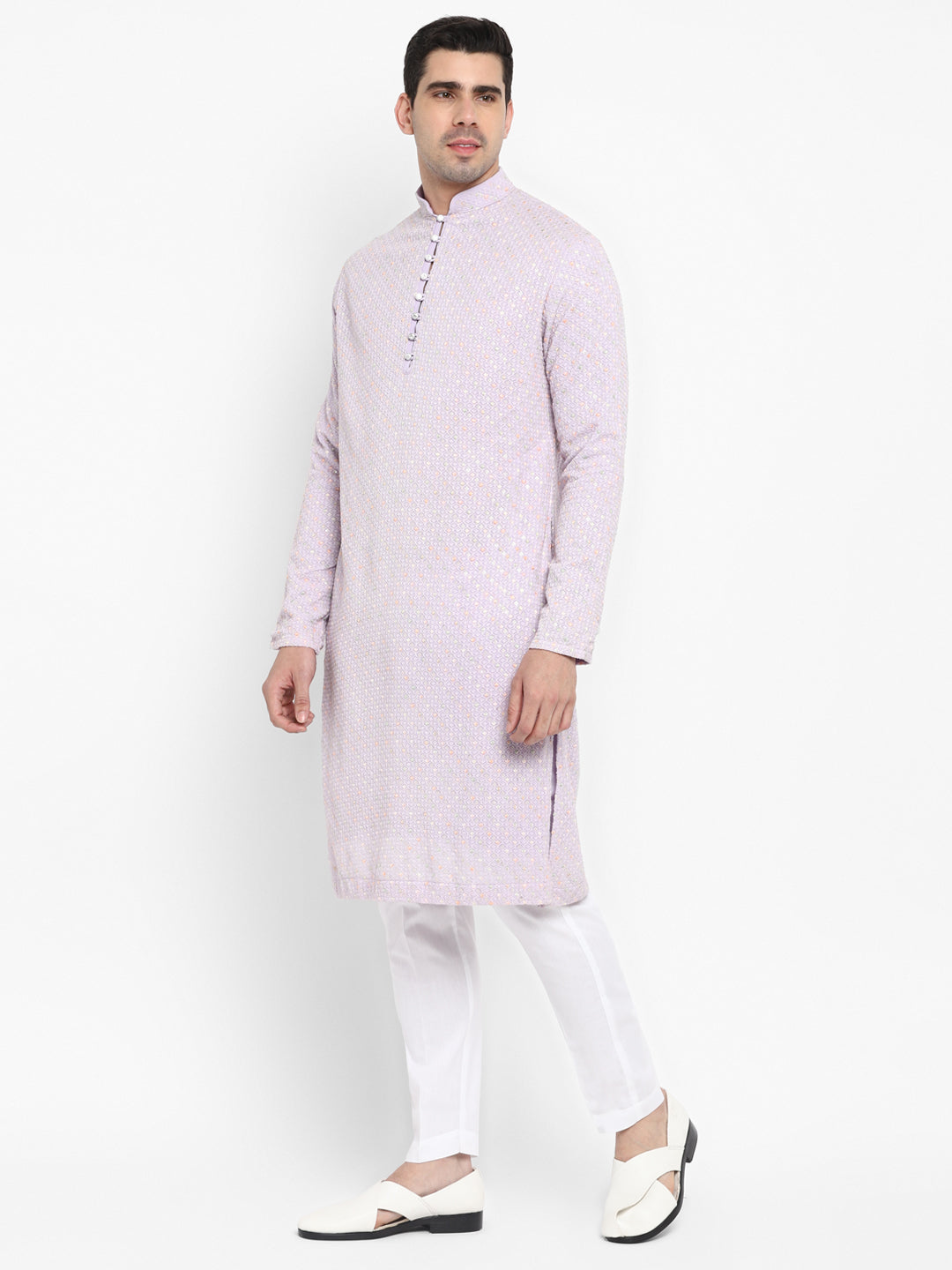 Floral Motif Work Multicolored Kurta Set