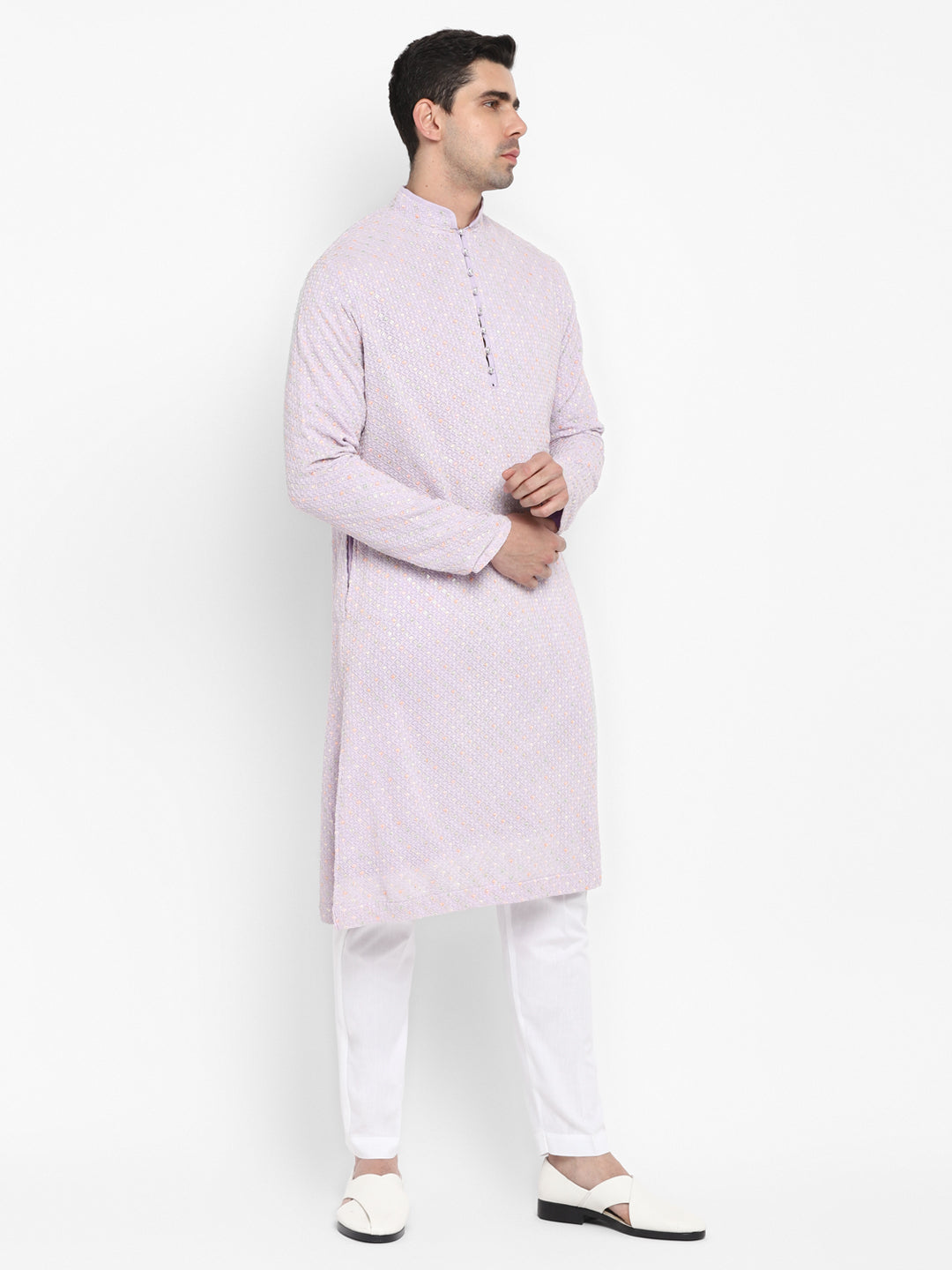 Floral Motif Work Multicolored Kurta Set