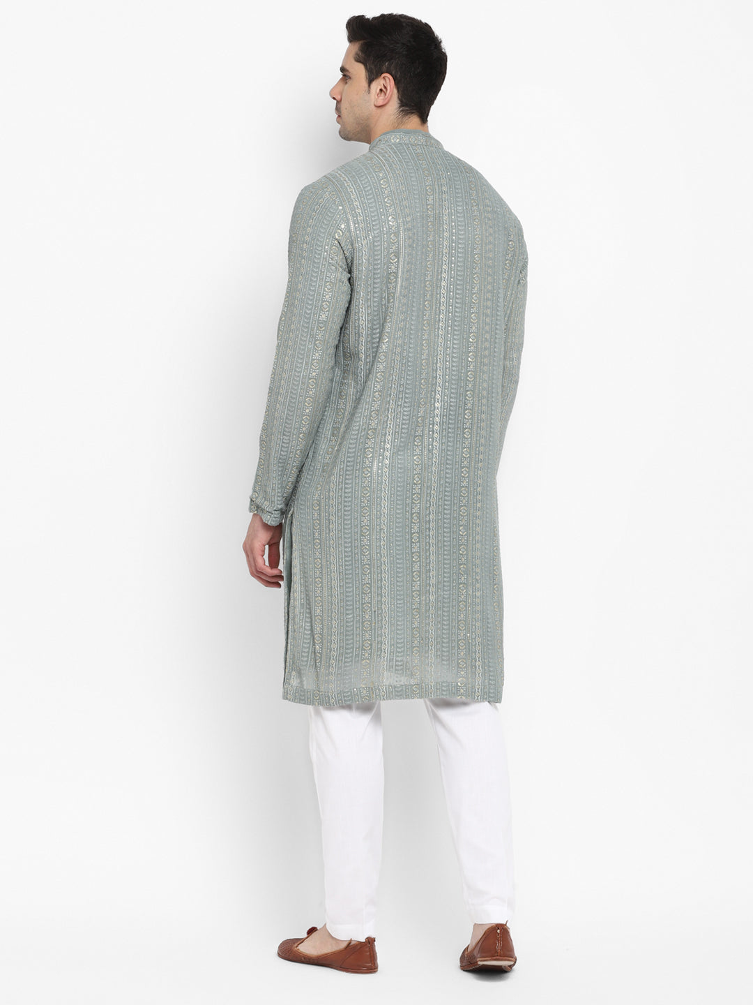 Lucknowi Sequins Worked Chikankari Kurta Set