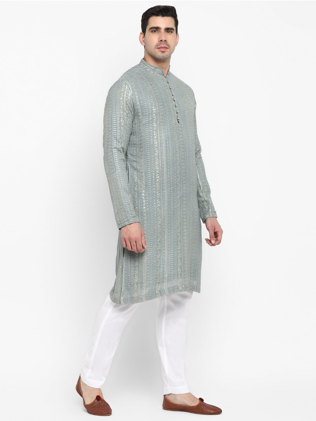 Lucknowi Sequins Worked Chikankari Kurta Set