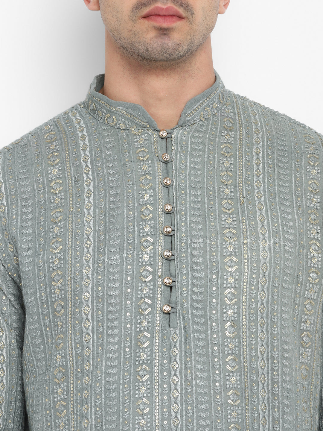 Lucknowi Sequins Worked Chikankari Kurta Set