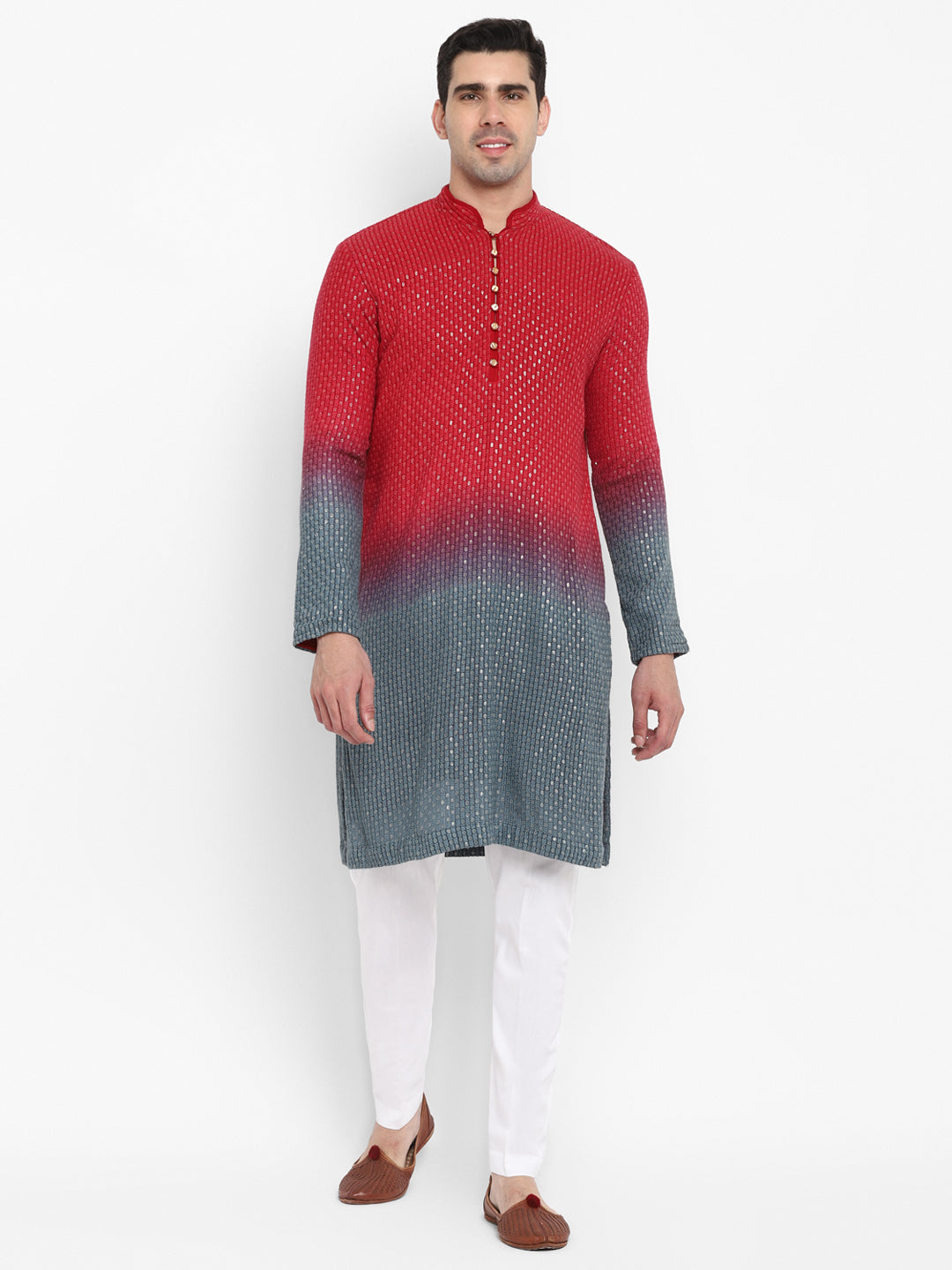 Ombre Dyed Chikankari Kurta Set With Sequins