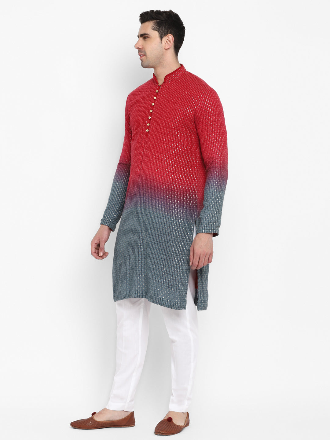 Ombre Dyed Chikankari Kurta Set With Sequins