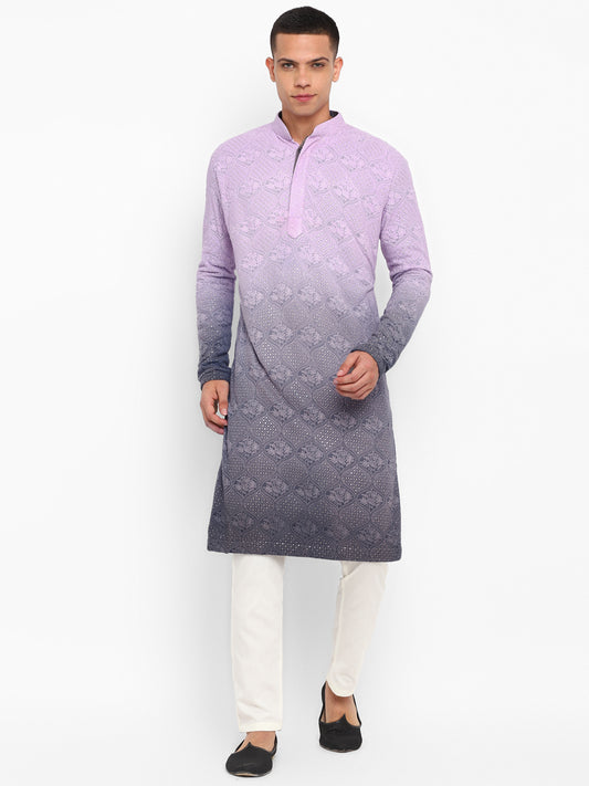 Ombre Dyed Chikankari Kurta Set