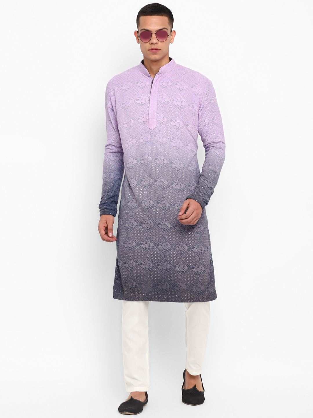 Ombre Dyed Chikankari Kurta Set