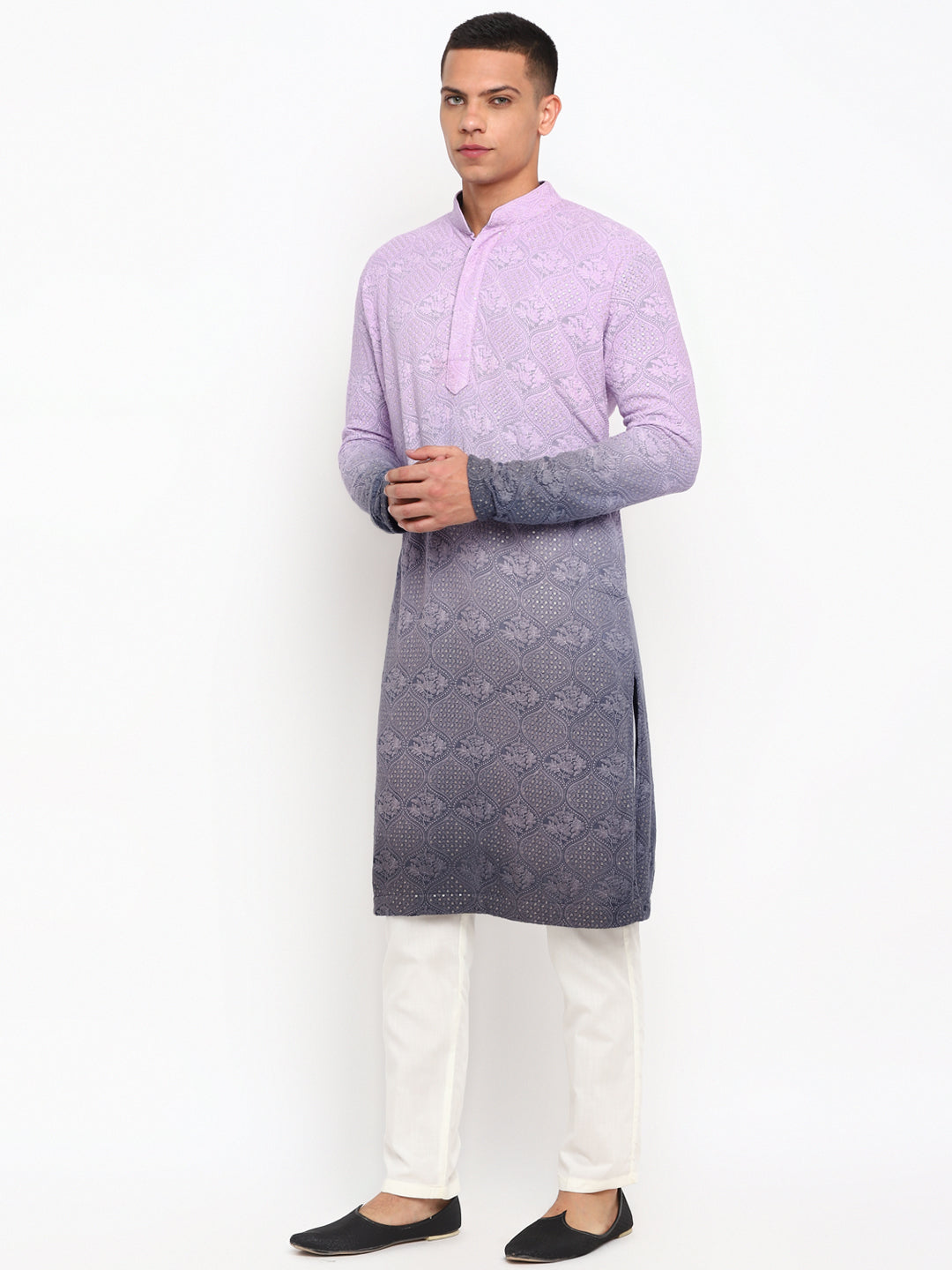 Ombre Dyed Chikankari Kurta Set