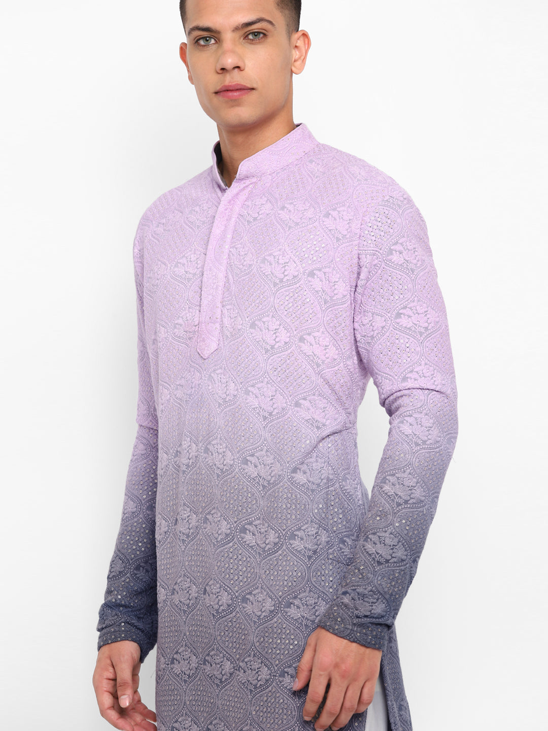 Ombre Dyed Chikankari Kurta Set