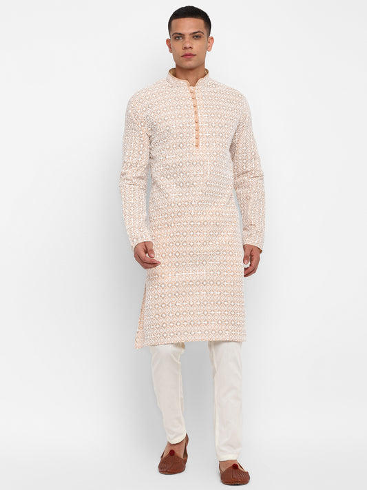 Lucknowi Embroidery Kurta Set With Sequins