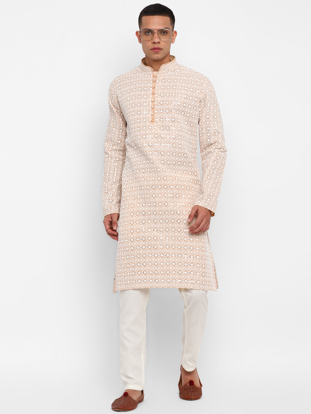 Lucknowi Embroidery Kurta Set With Sequins