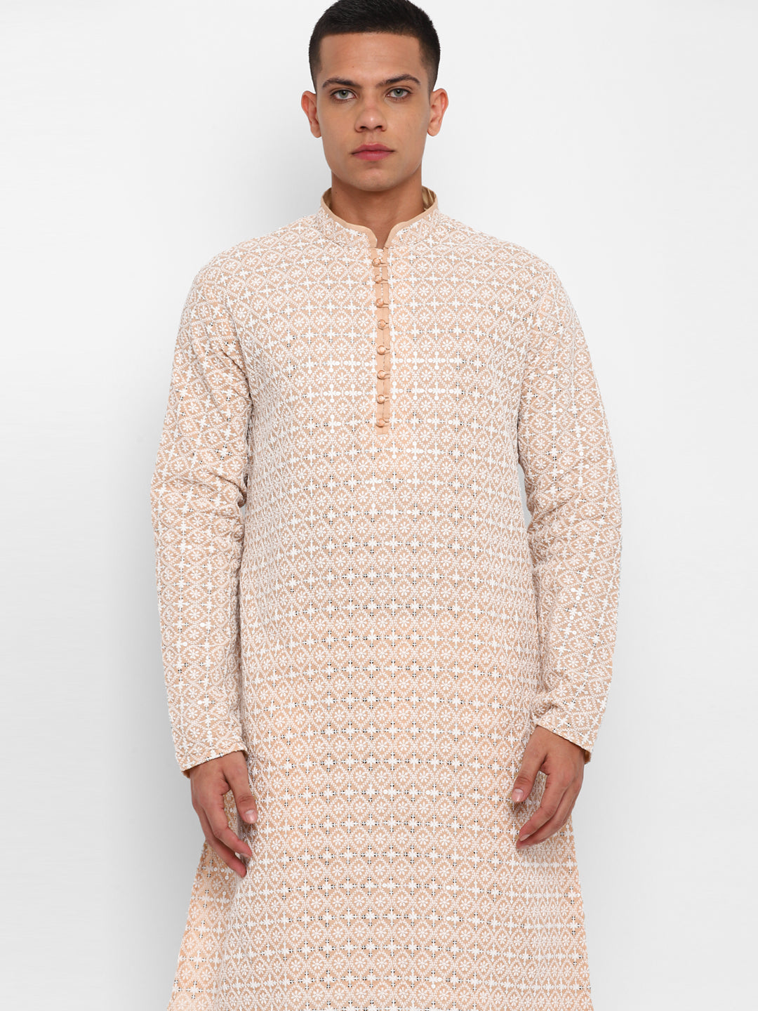 Lucknowi Embroidery Kurta Set With Sequins