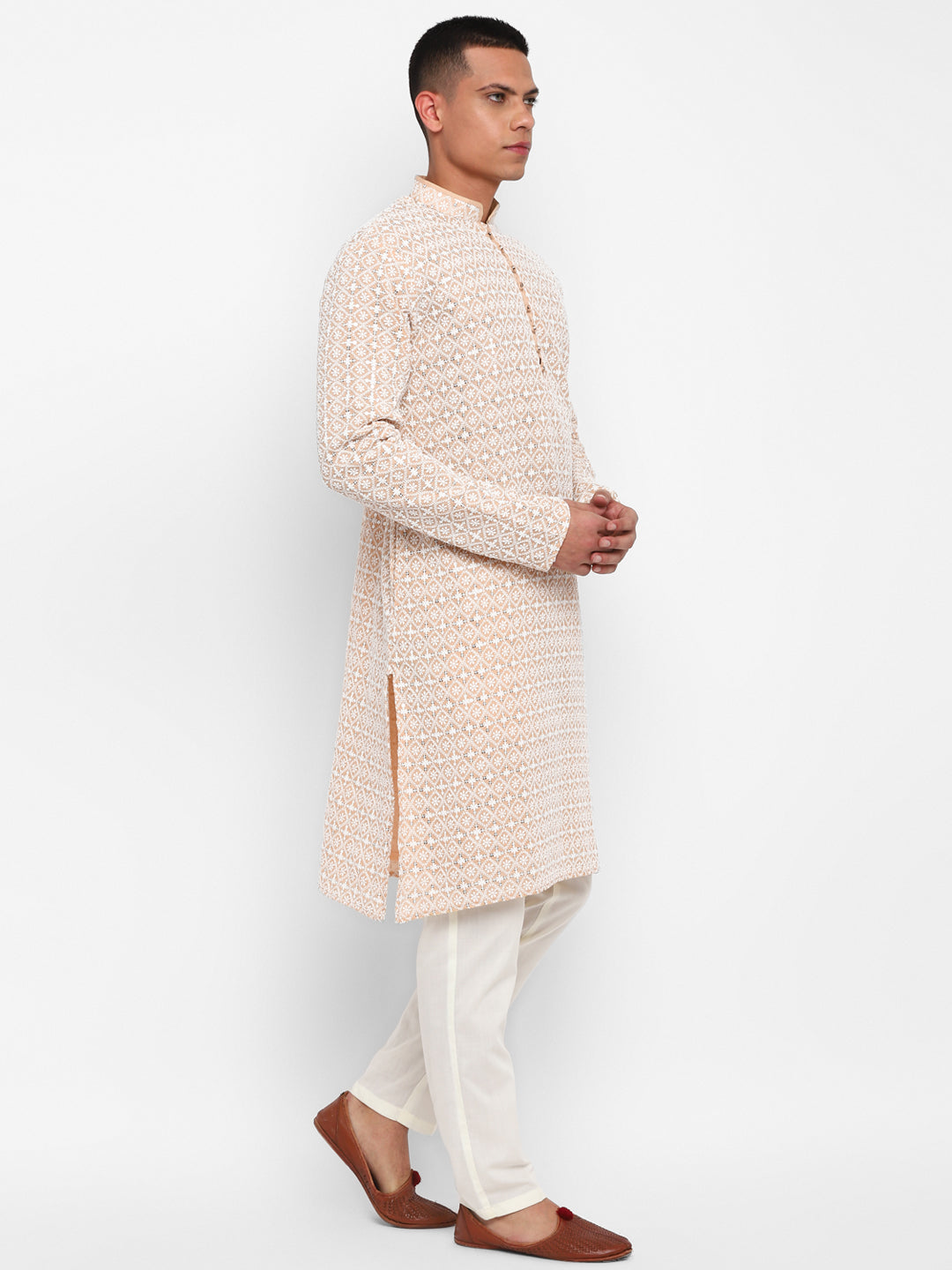 Lucknowi Embroidery Kurta Set With Sequins