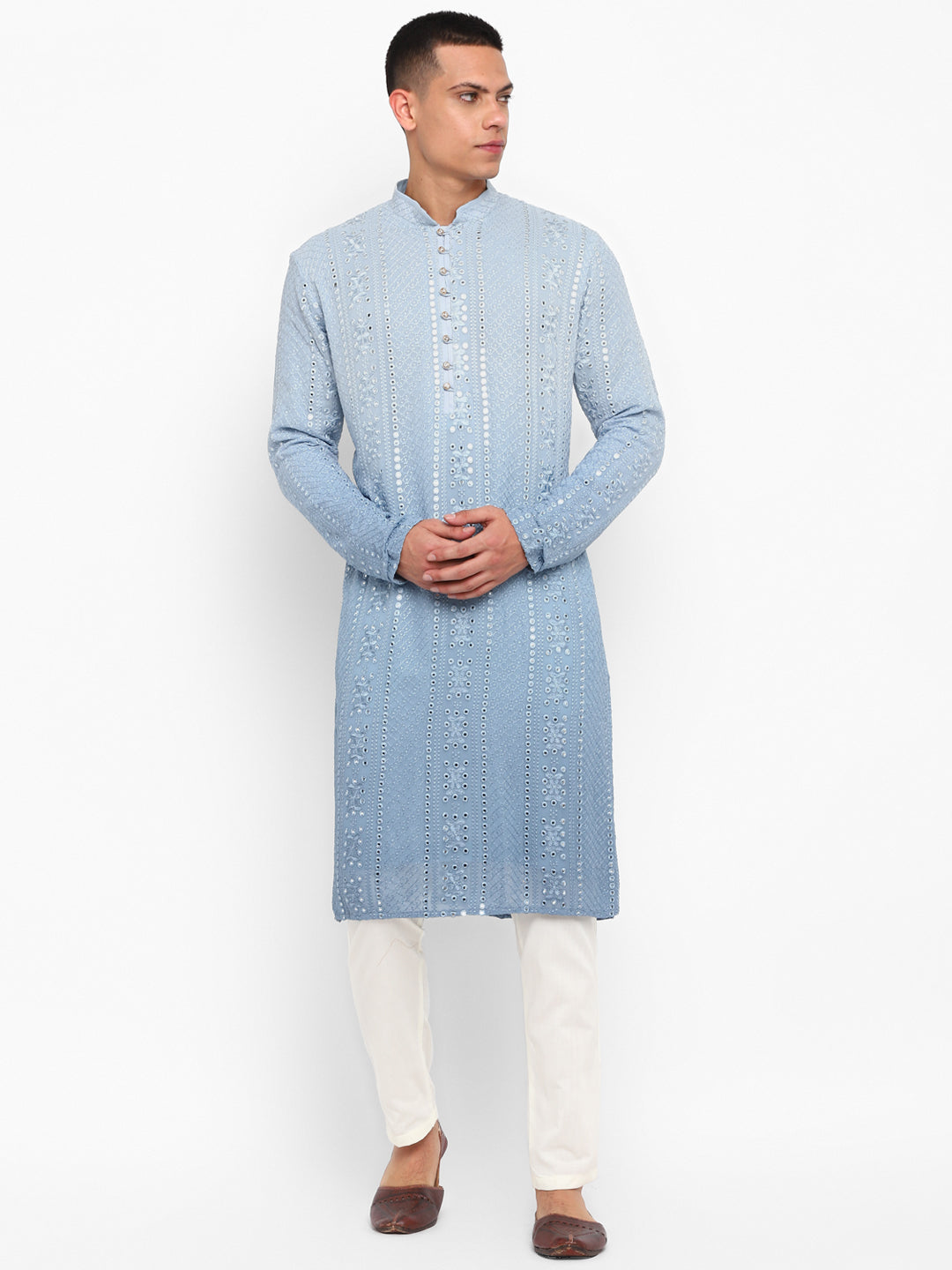 Ombre Dyed Mirrorwork Kurta Set