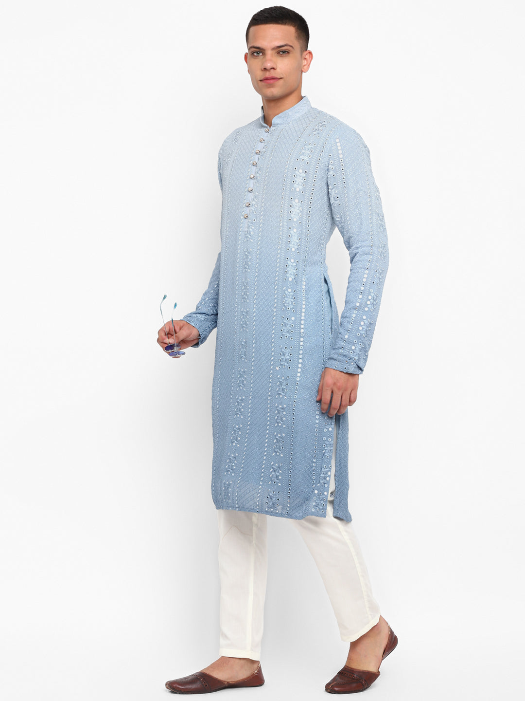 Ombre Dyed Mirrorwork Kurta Set