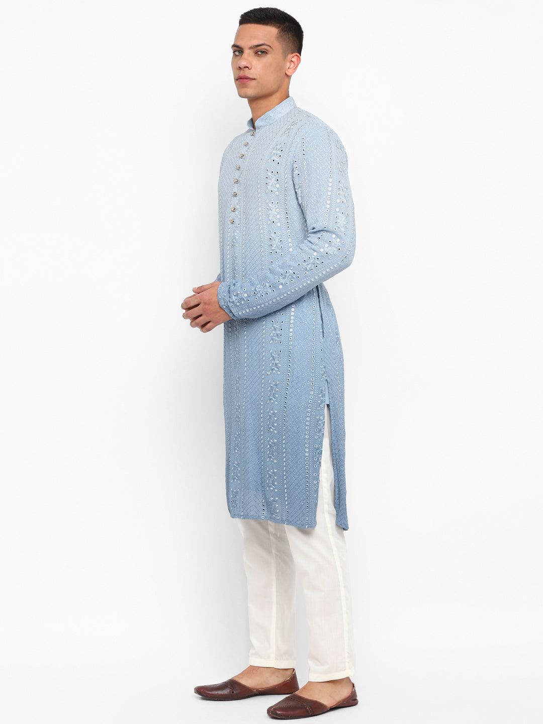 Ombre Dyed Mirrorwork Kurta Set