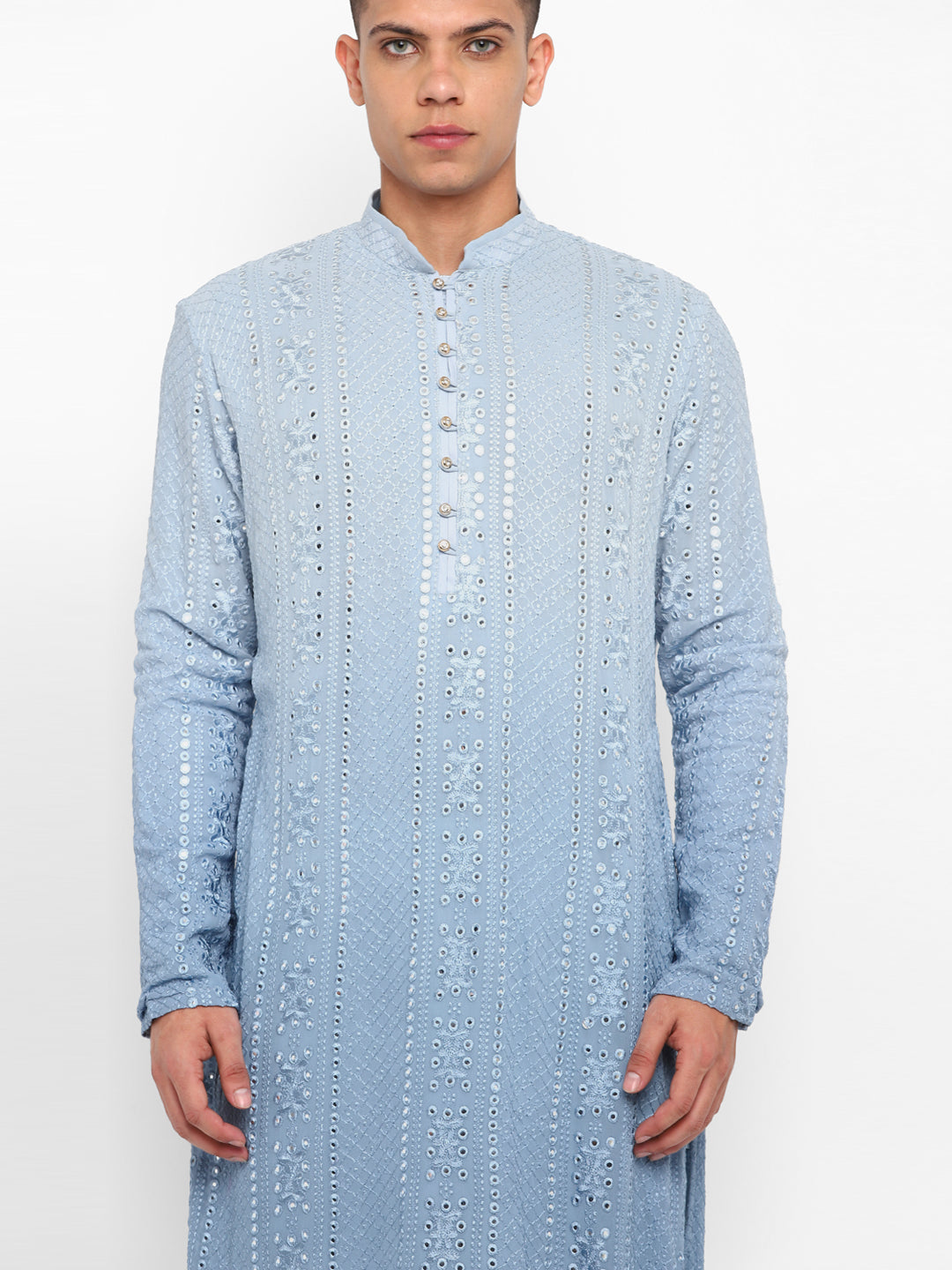 Ombre Dyed Mirrorwork Kurta Set