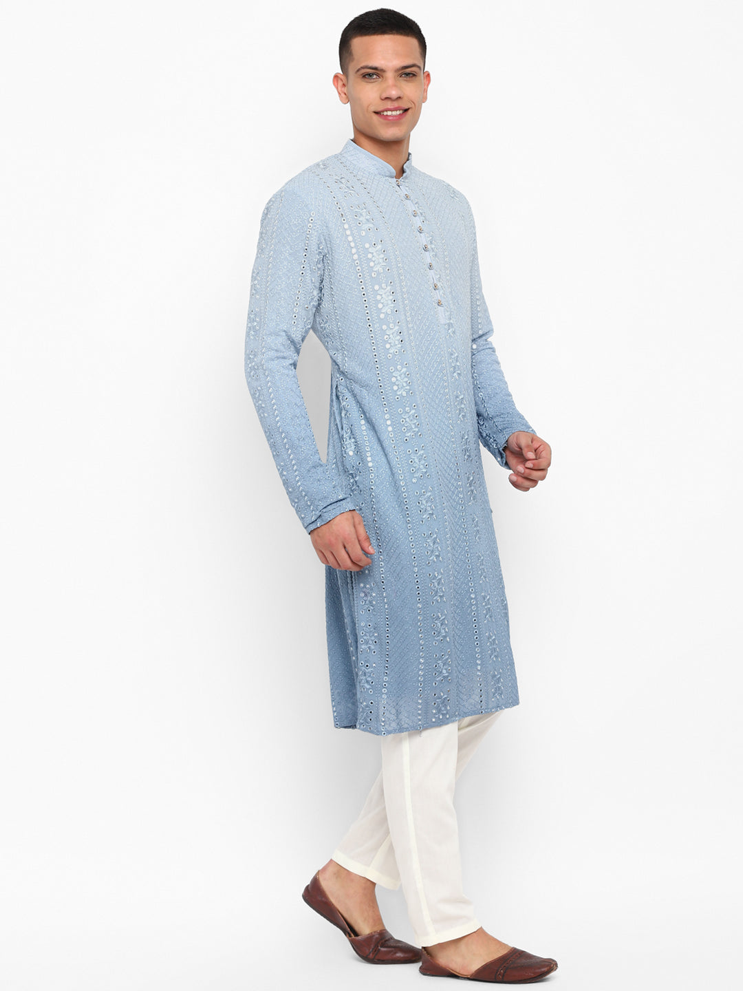 Ombre Dyed Mirrorwork Kurta Set