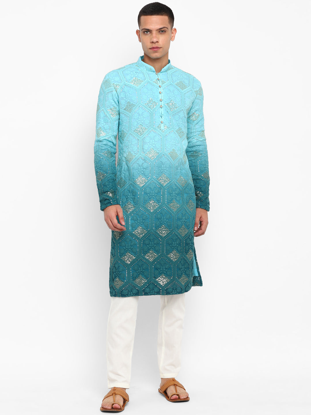 Ombre Dyed Chikankari Kurta Set