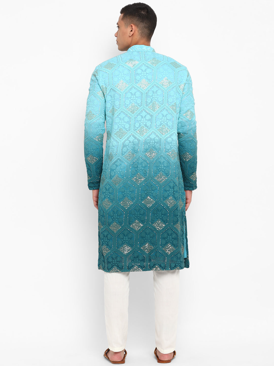 Ombre Dyed Chikankari Kurta Set