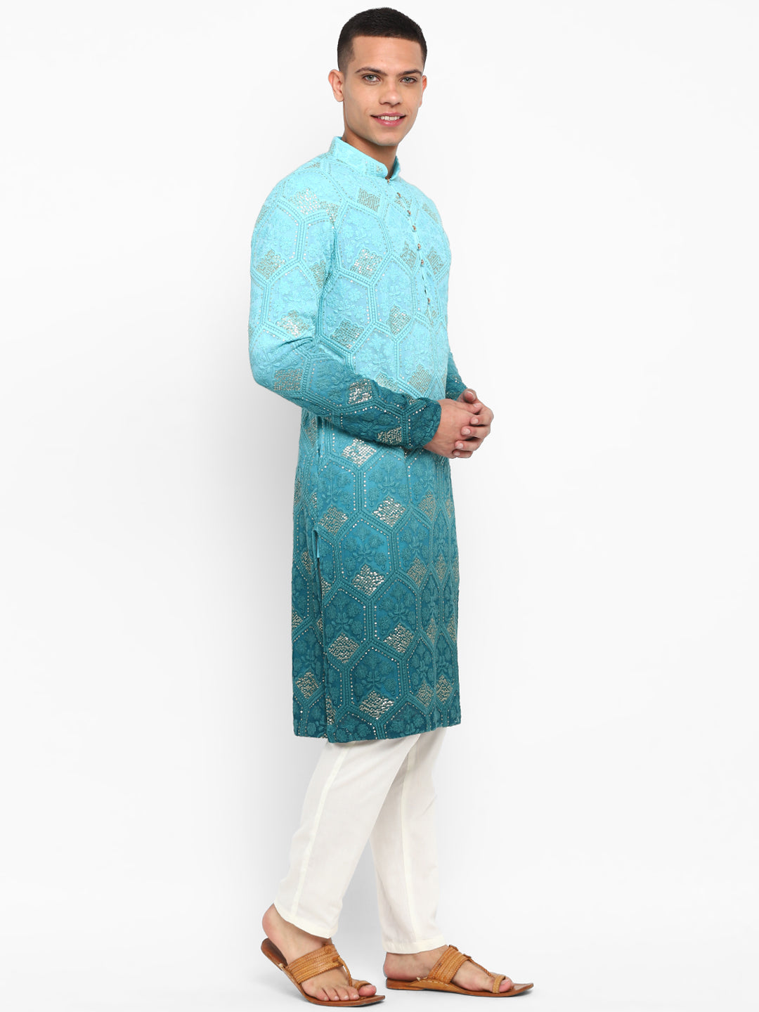 Ombre Dyed Chikankari Kurta Set