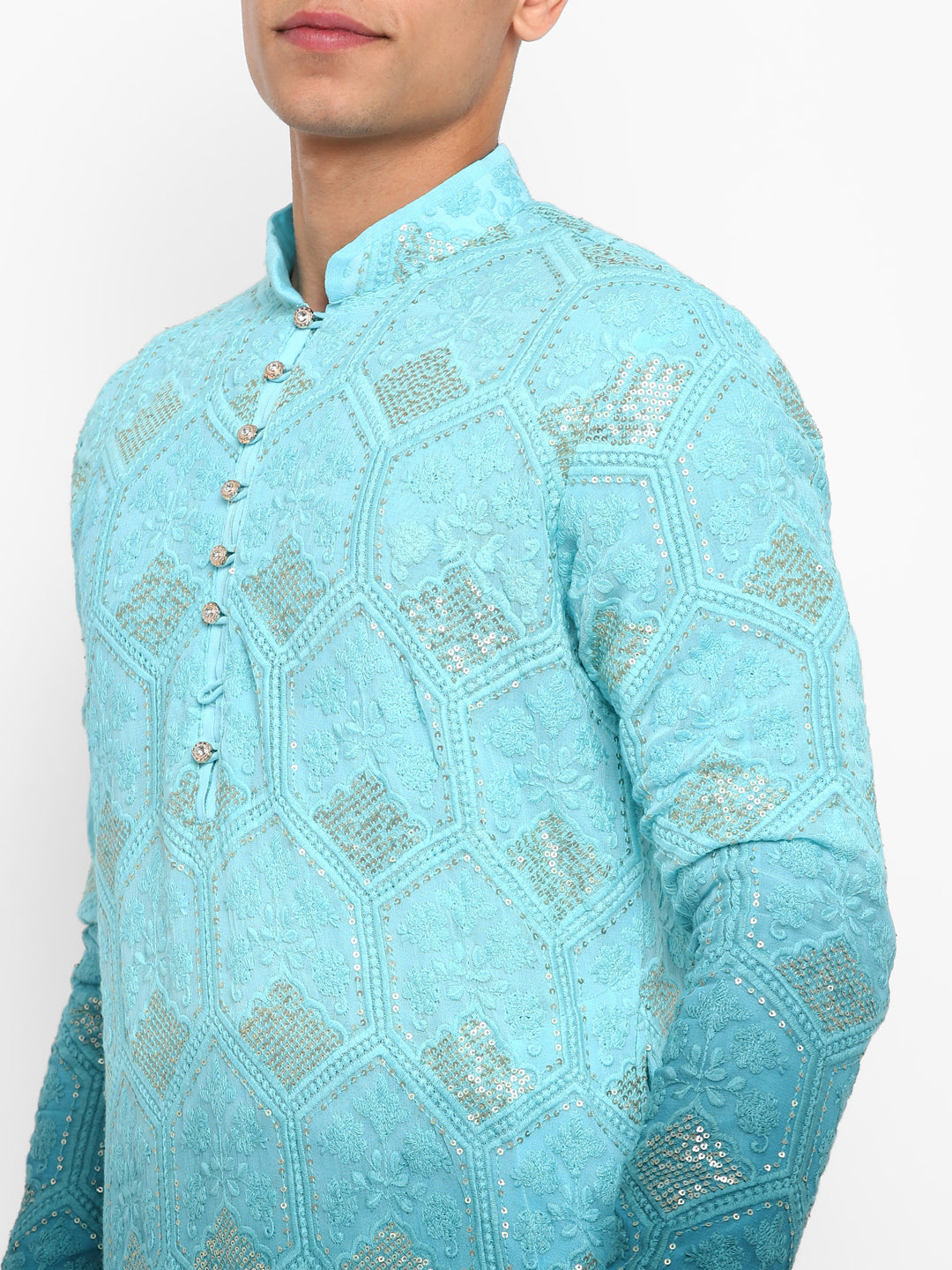 Ombre Dyed Chikankari Kurta Set