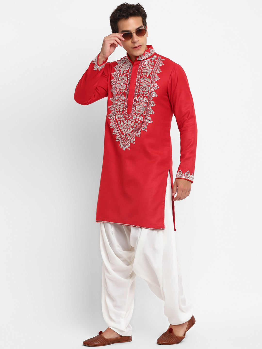 Handwork Placement Embroidery Kurta Set