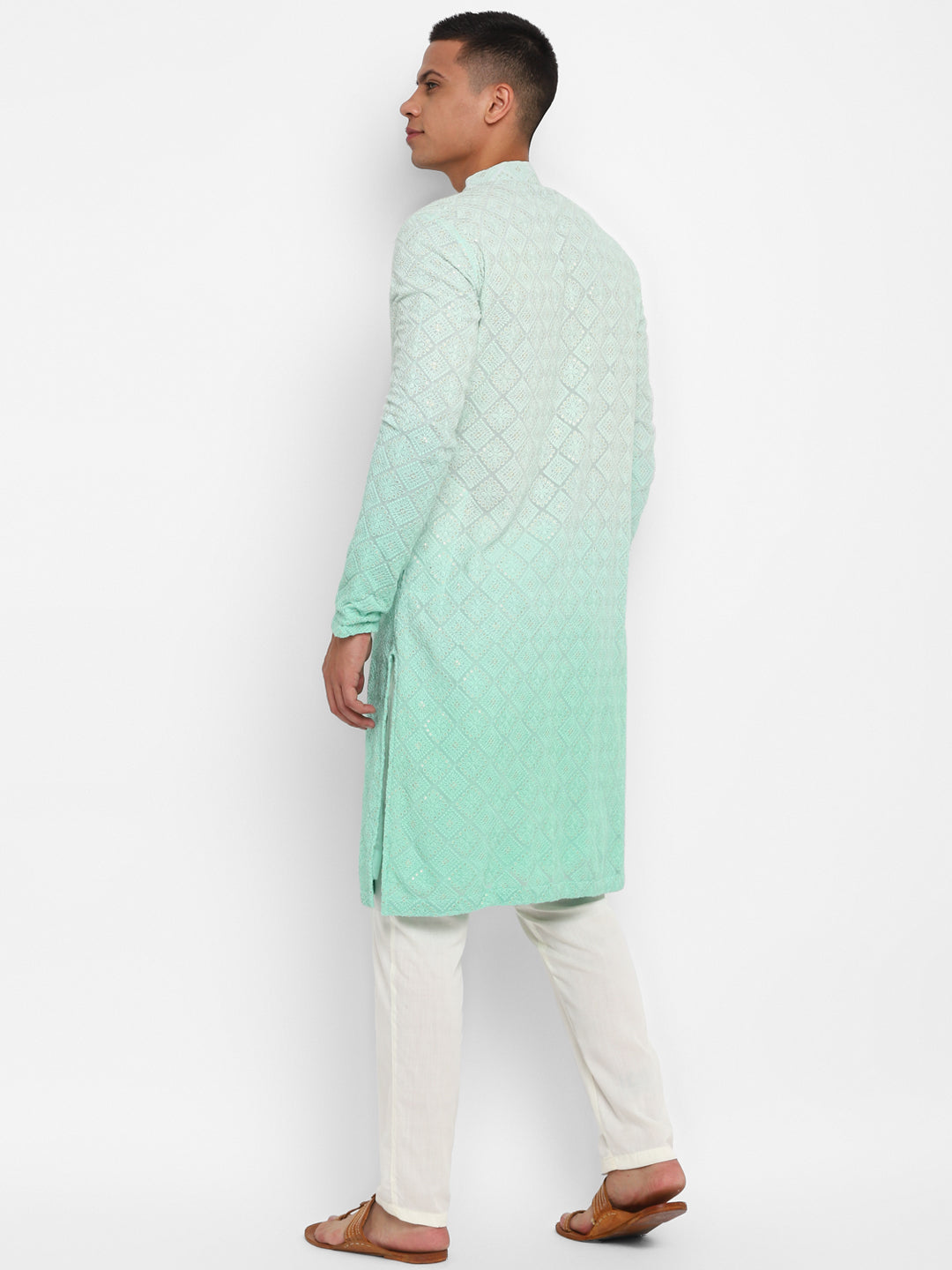 Ombre Dyed Chikankari Kurta Set With Sequins