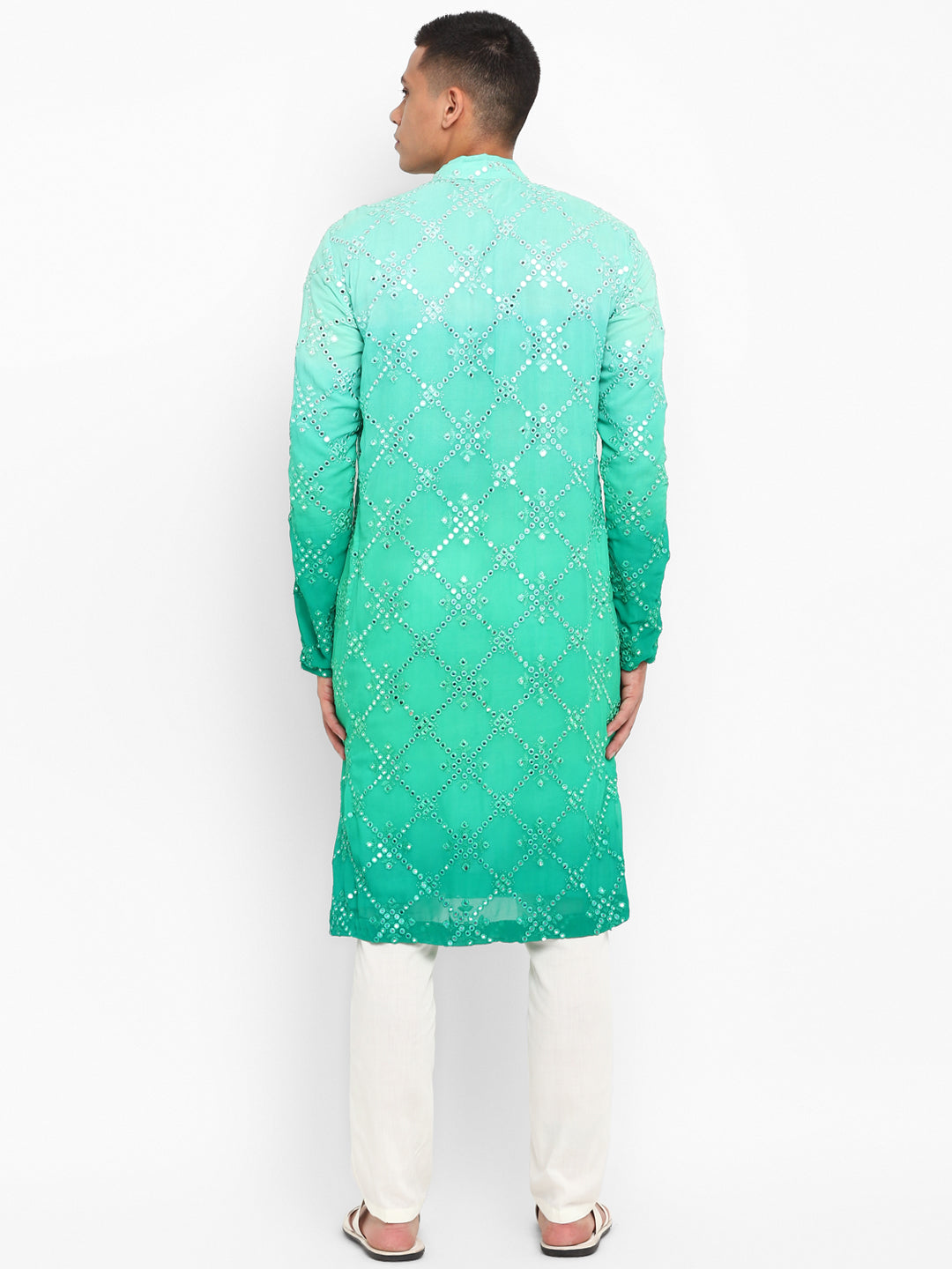 Ombre Dyed Mirrorwork Kurta Set